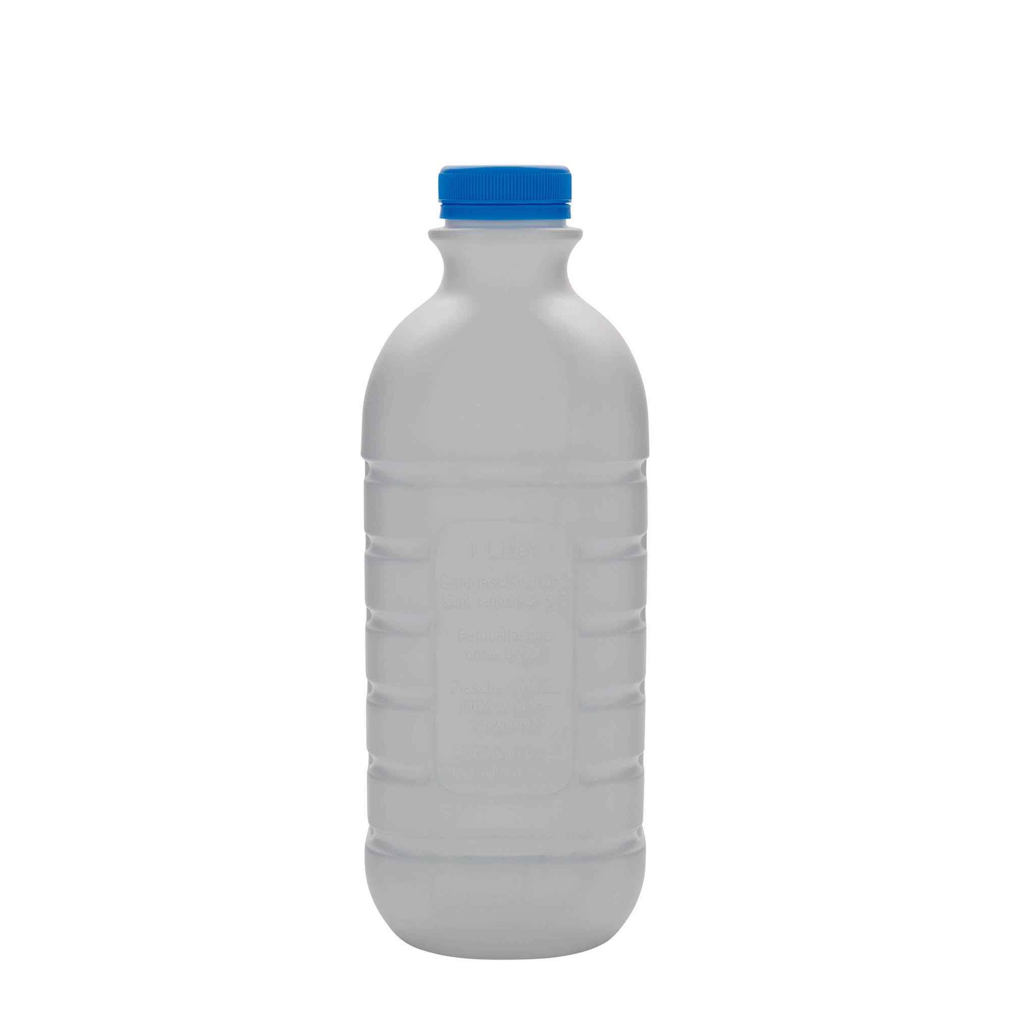 1.000 ml Milchflasche, rechteckig, HDPE-Kunststoff, weiß, Mündung: PEHD40