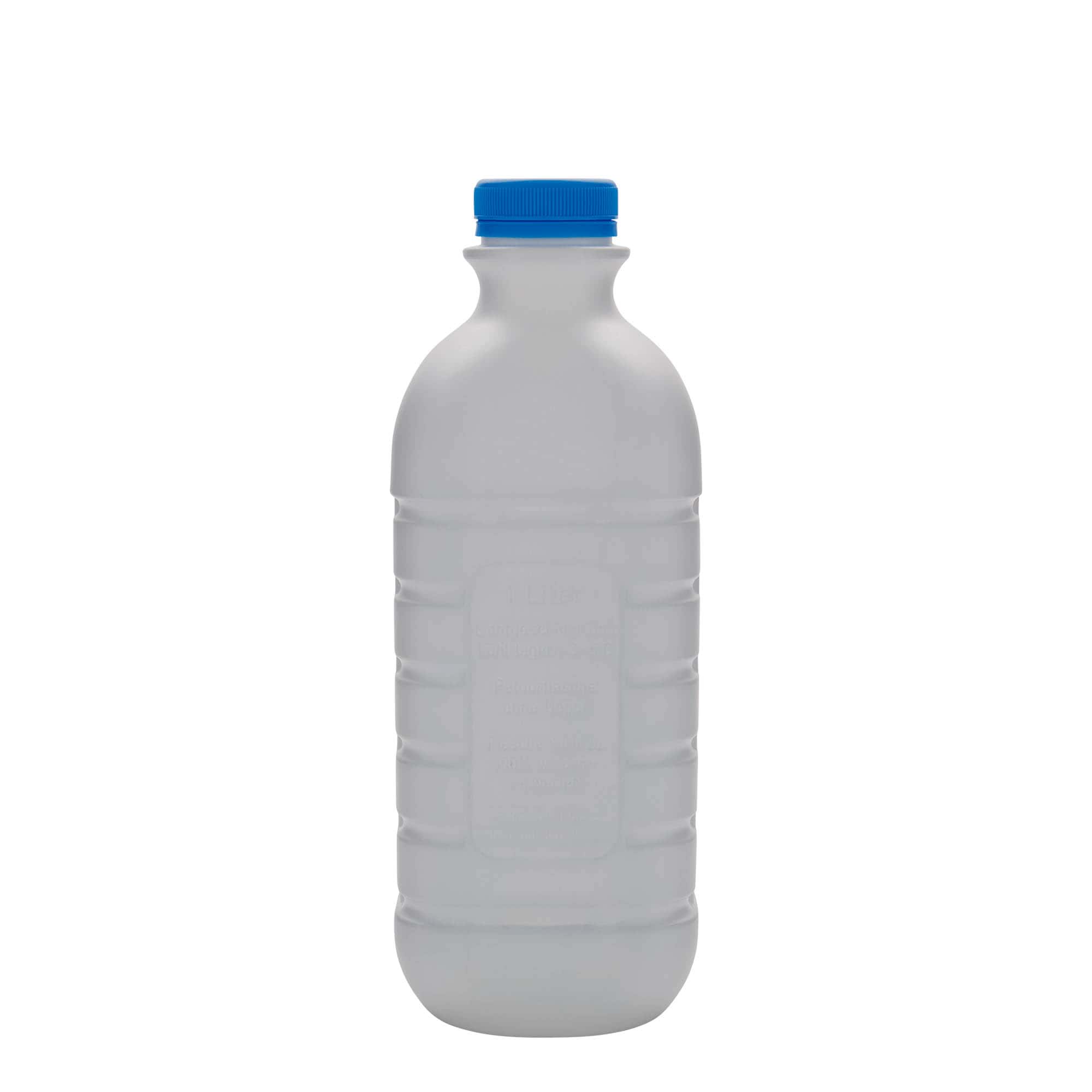 1.000 ml Milchflasche, rechteckig, HDPE-Kunststoff, weiß, Mündung: PEHD40