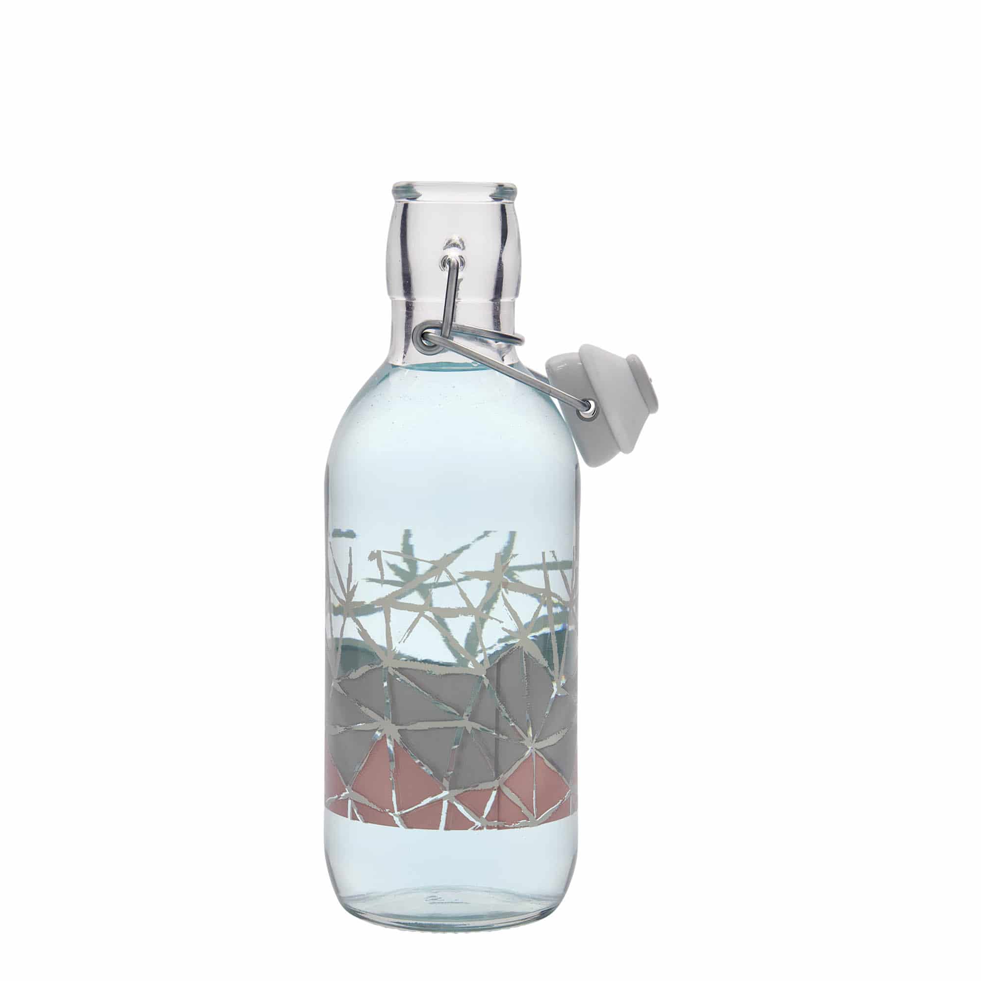 500 ml Glasflasche Emilia bedruckt «Manolibera rosa», Mündung: Bügelverschluss