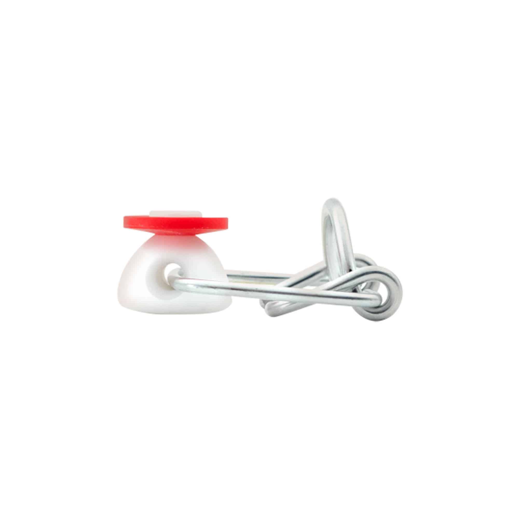 Bügelverschluss Mini, Kunststoff, rot-weiss
