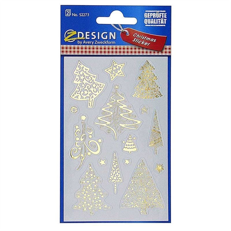 Zweckform Sticker «Weihnachtsbäume», Papier, gold