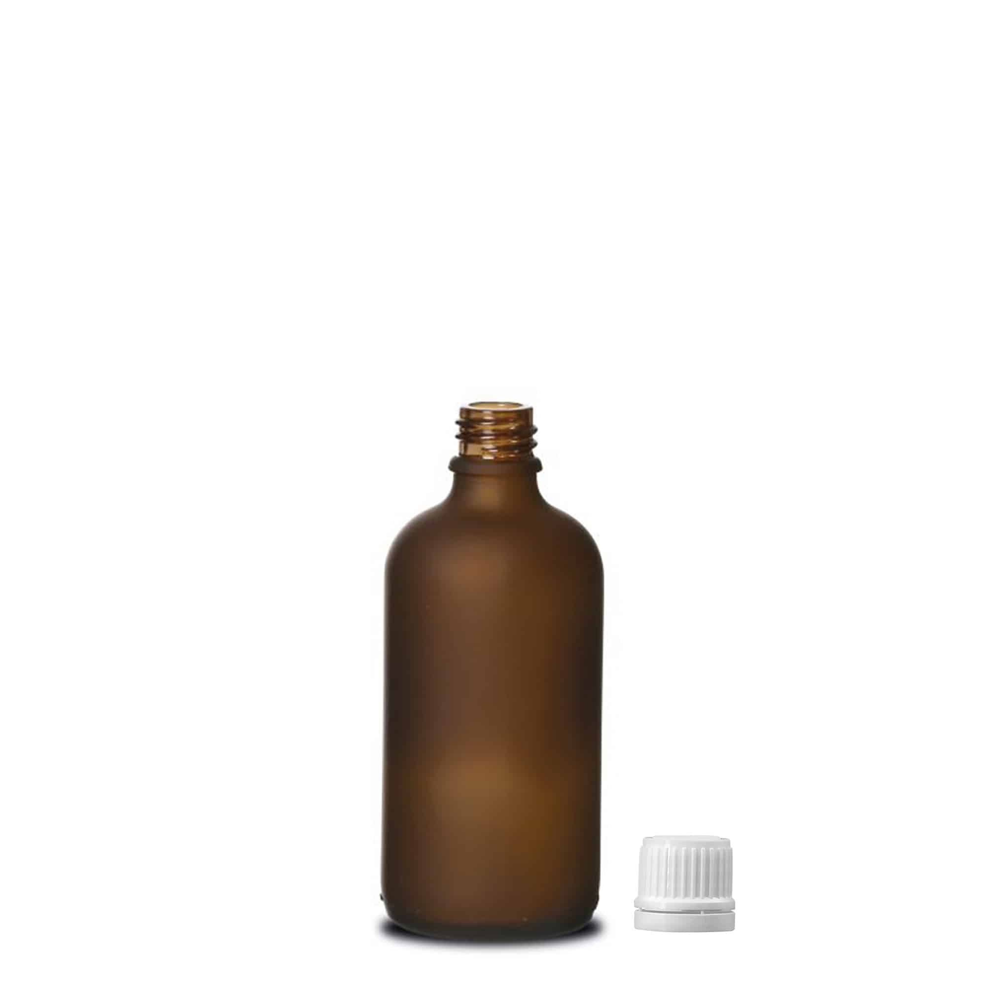 100 ml Medizinflasche, Glas, braun gefrostet, Mündung: DIN 18