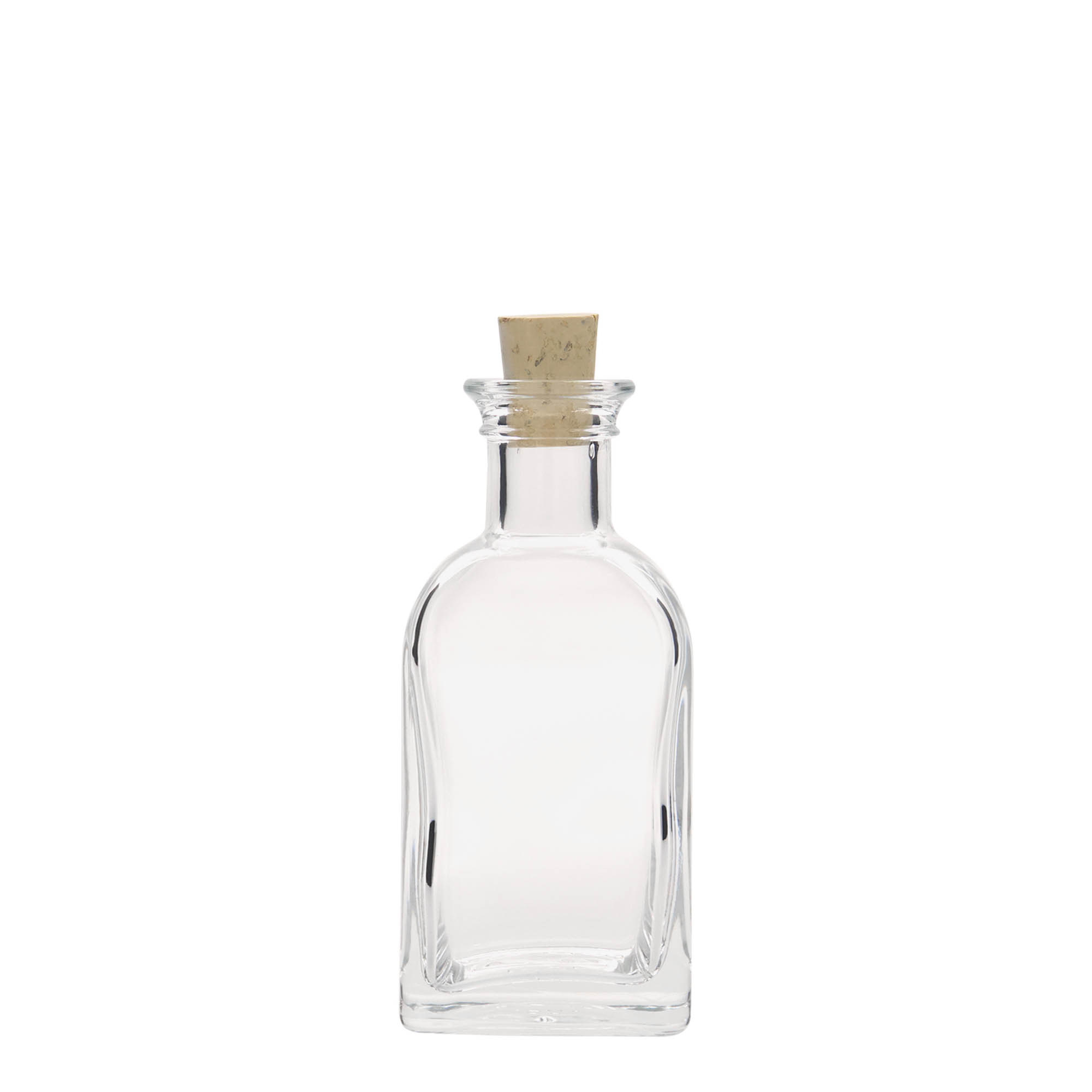 100 ml Glasflasche Apotheker Carré, quadratisch, Mündung: Kork 100 ml Glasflasche Apotheker Carré, quadratisch, Mündung: Kork