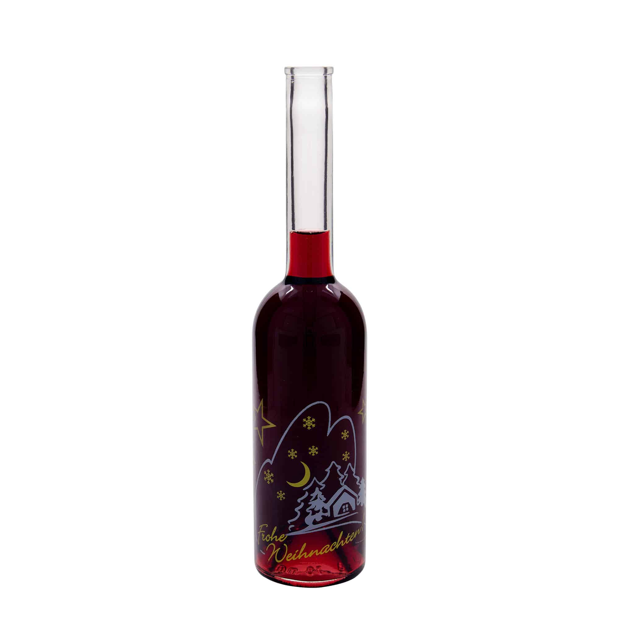 500 ml Glasflasche 'Opera', Motiv: Weihnachtsidylle, Mündung: Kork