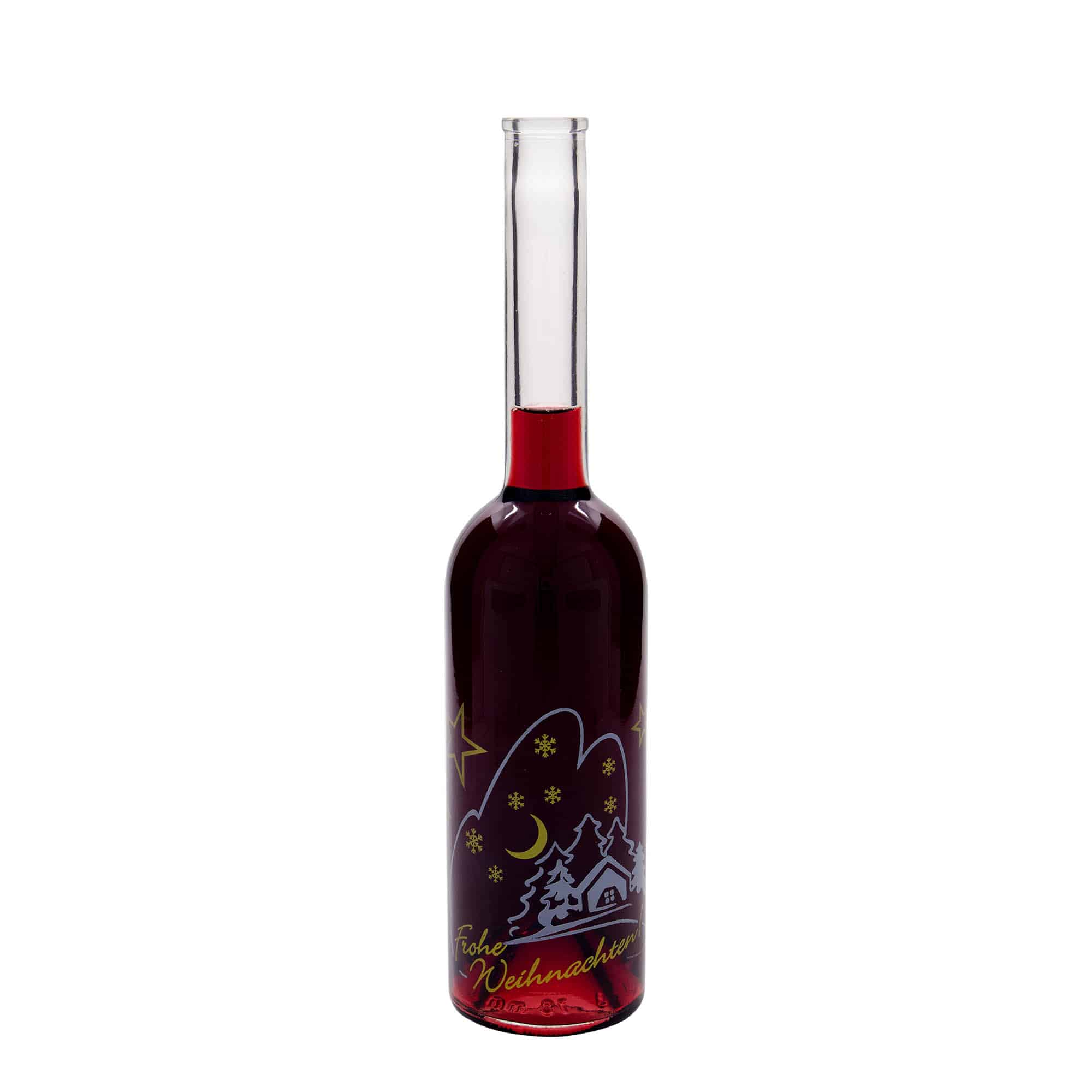 500 ml Glasflasche «Opera», Motiv: Weihnachtsidylle, Mündung: Kork