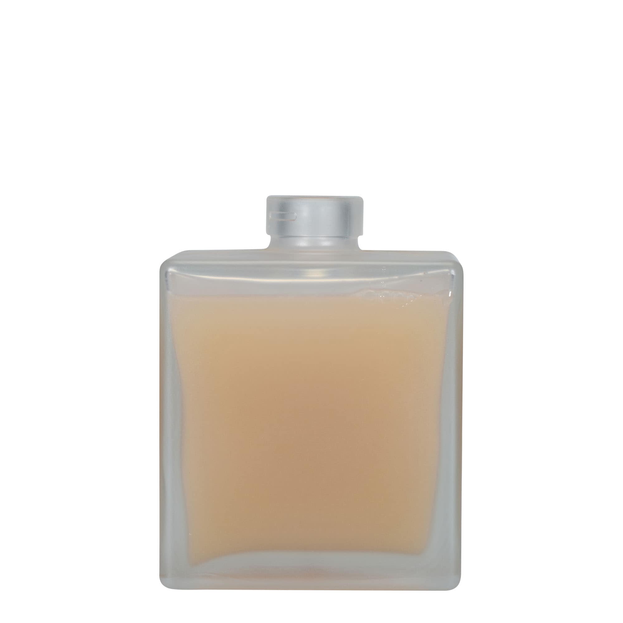 500 ml Glasflasche «Cube», quadratisch, geeist, Mündung: Kork