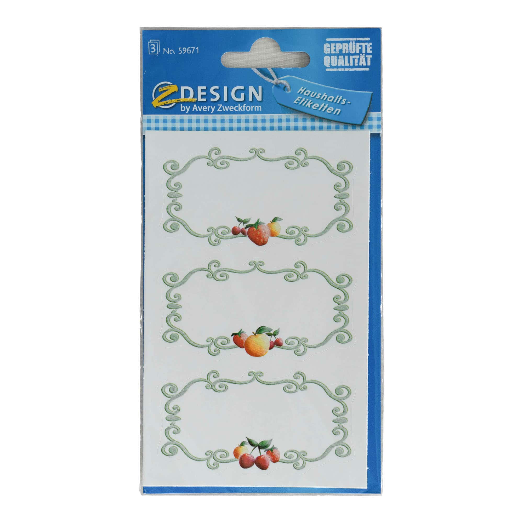 Zweckform Etiketten «Rahmen Früchte», rechteckig, Papier, mehrfarbig