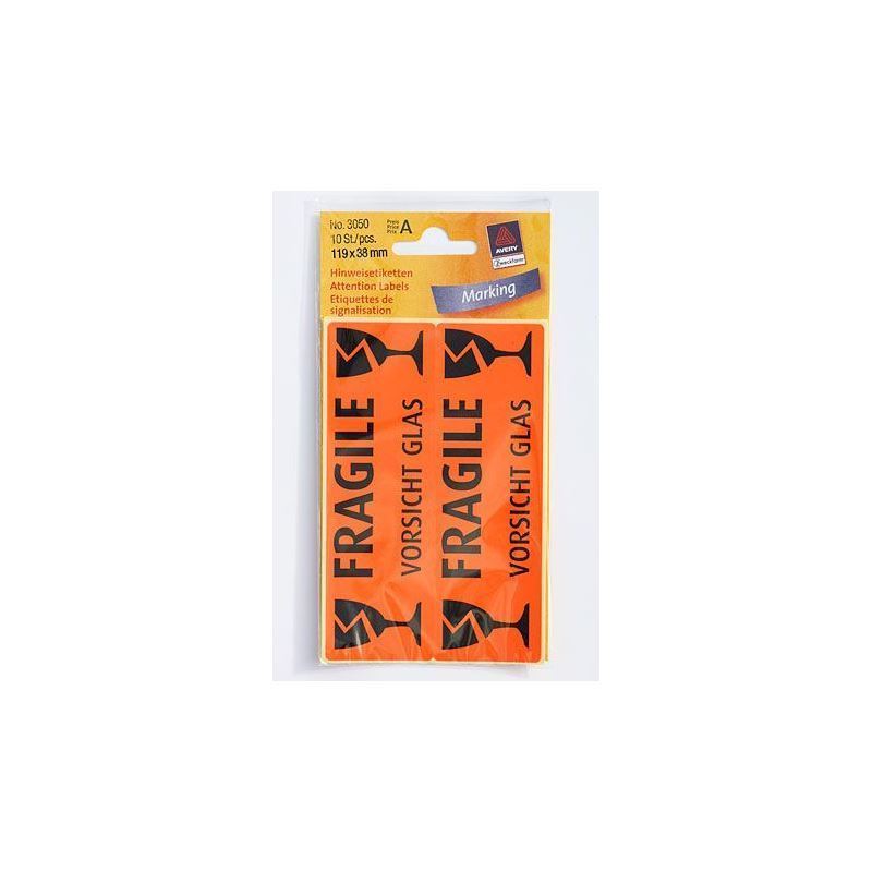 Zweckform Sticker «Vorsicht Glas», Papier, schwarz-orange