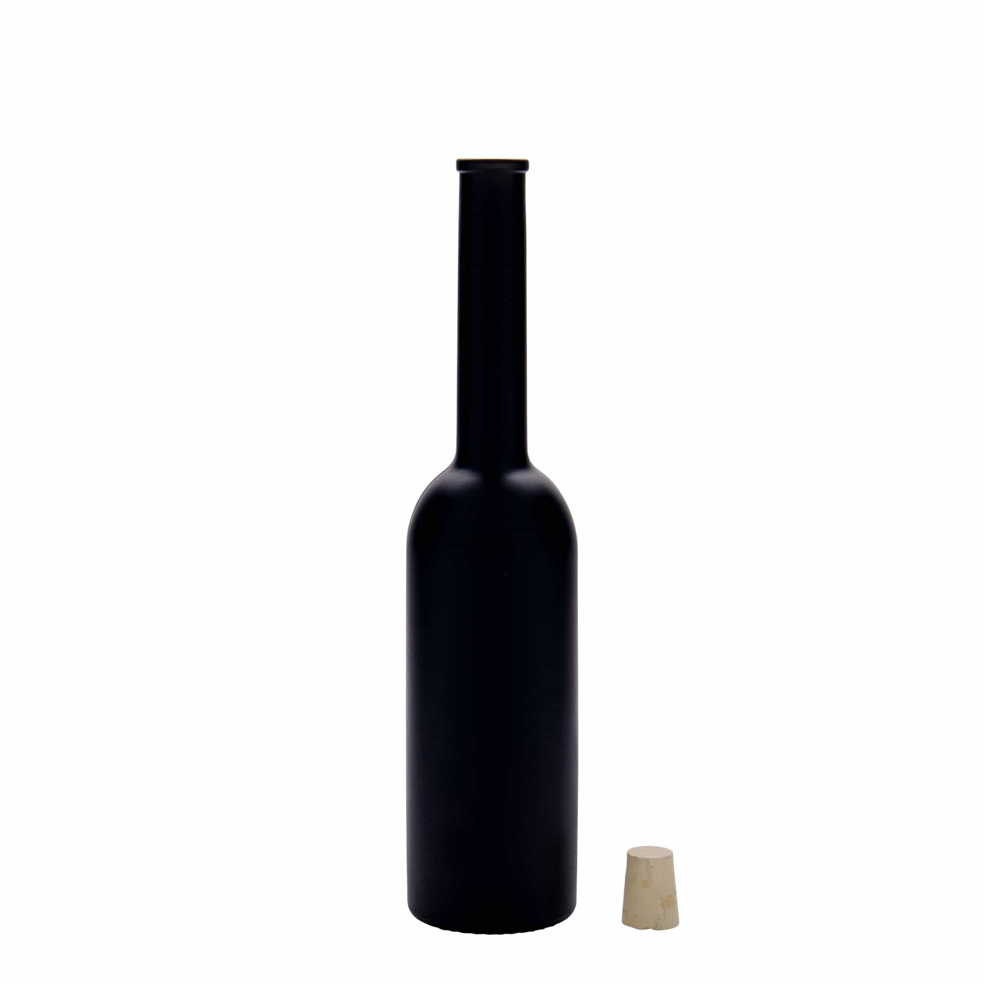 200 ml Glasflasche «Opera», schwarz, Mündung: Kork