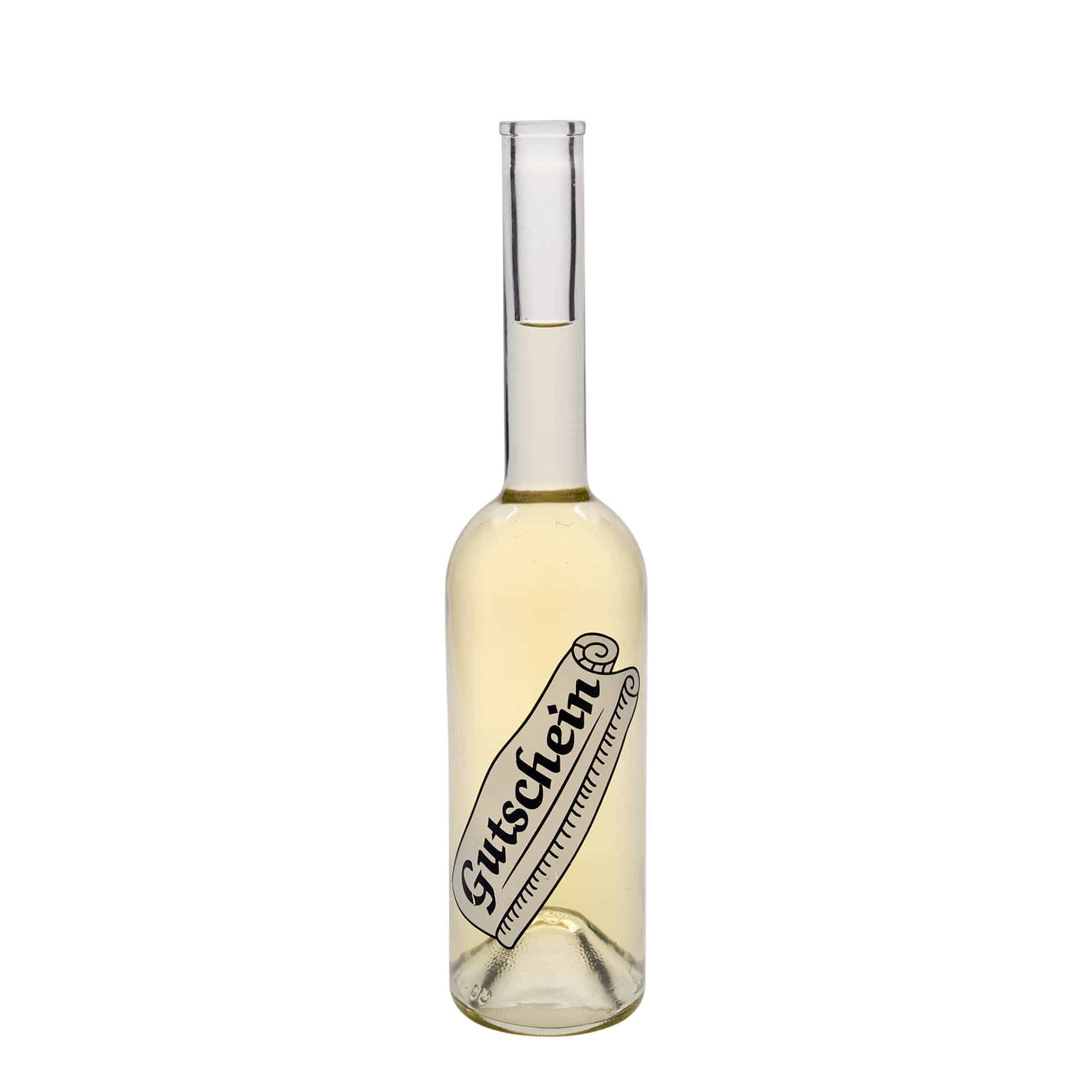 500 ml Glasflasche «Opera», Motiv: Gutschein, Mündung: Kork