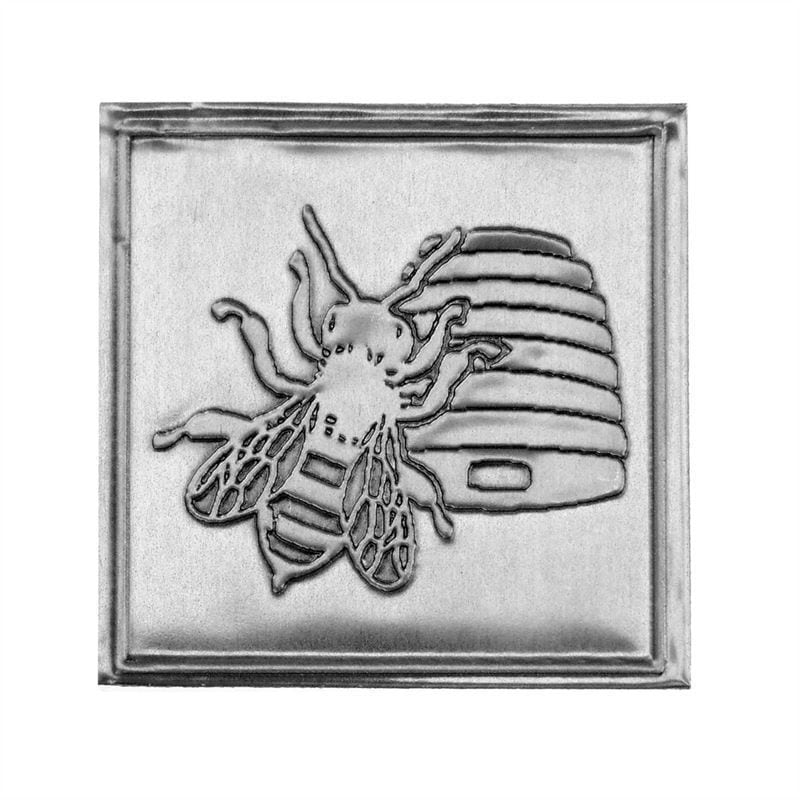 Zinnetikett «Honig», quadratisch, Metall, silber