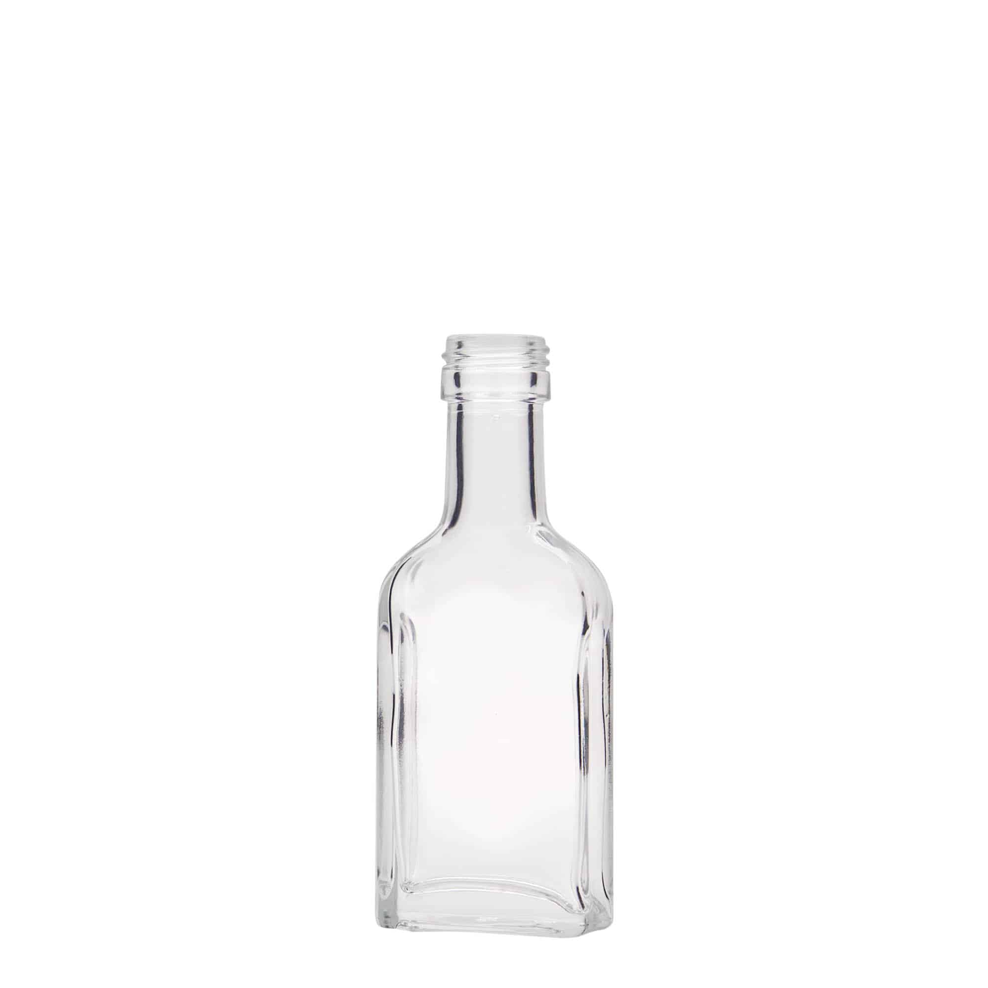 40 ml Taschenflasche Langhals, rechteckig, Glas, Mündung: PP 22