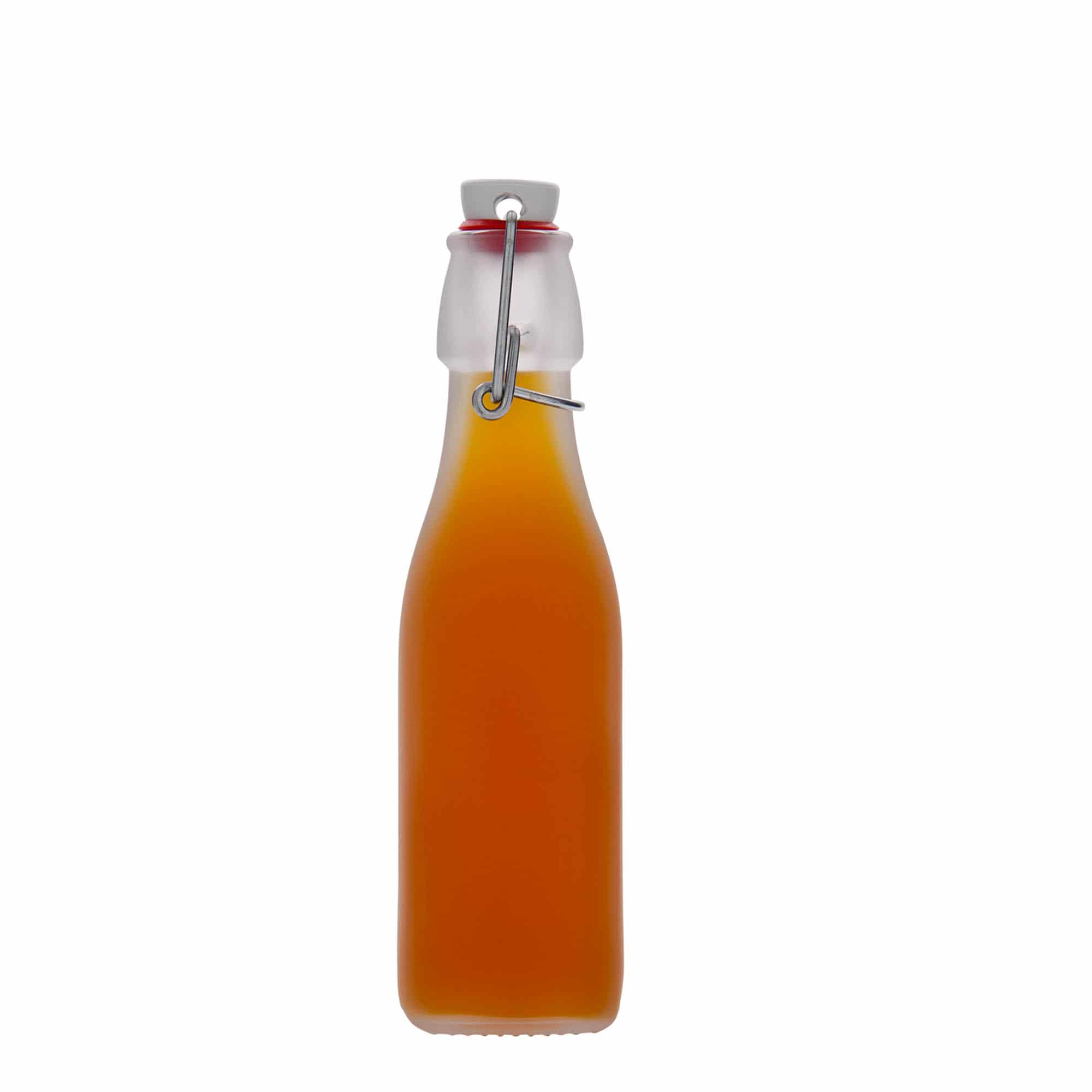 250 ml Glasflasche «Swing» quadratisch, weiss, Mündung: Bügelverschluss