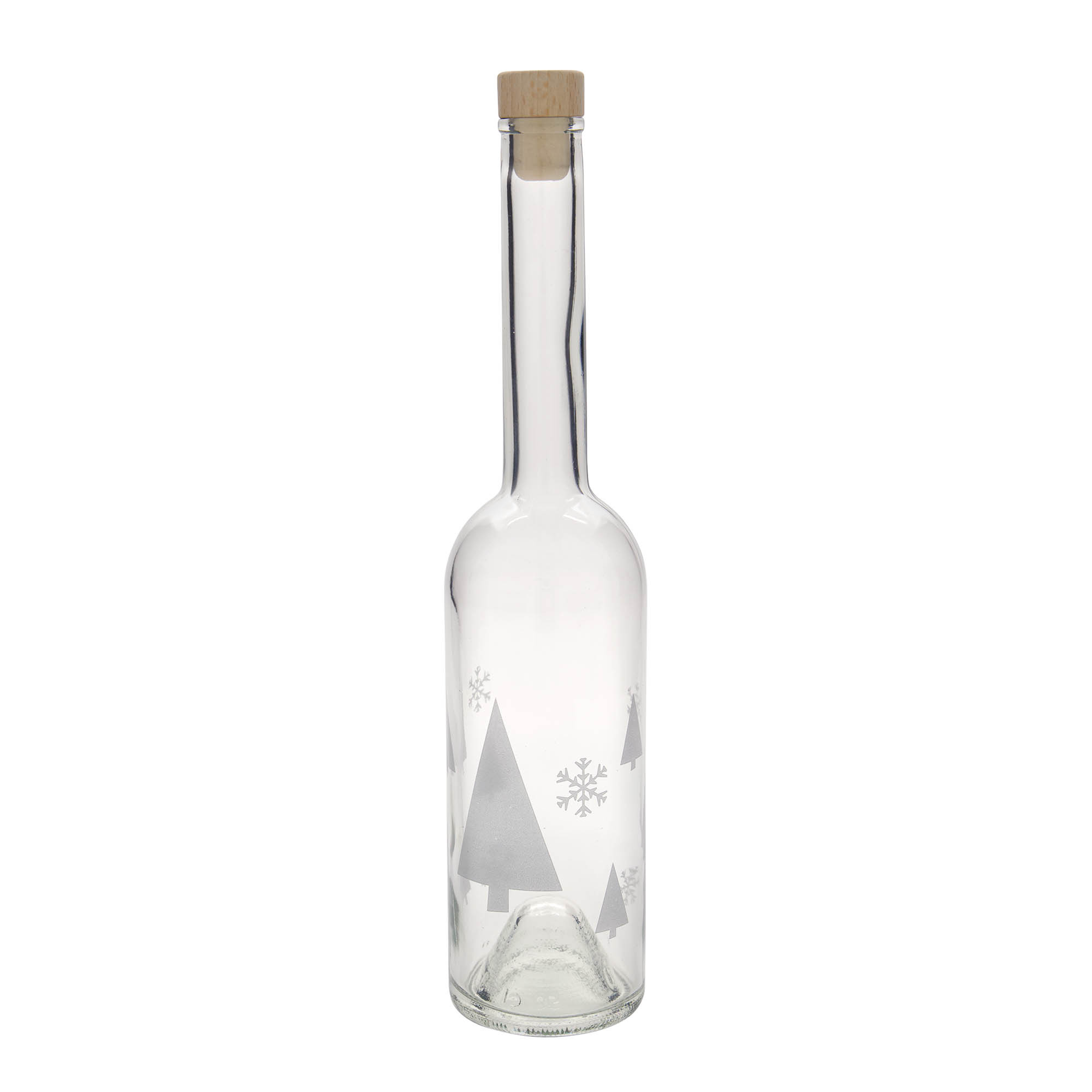 500 ml Glasflasche 'Opera', Motiv: Schneeflocken, Mündung: Kork 500 ml Glasflasche 'Opera', Motiv: Schneeflocken, Mündung: Kork