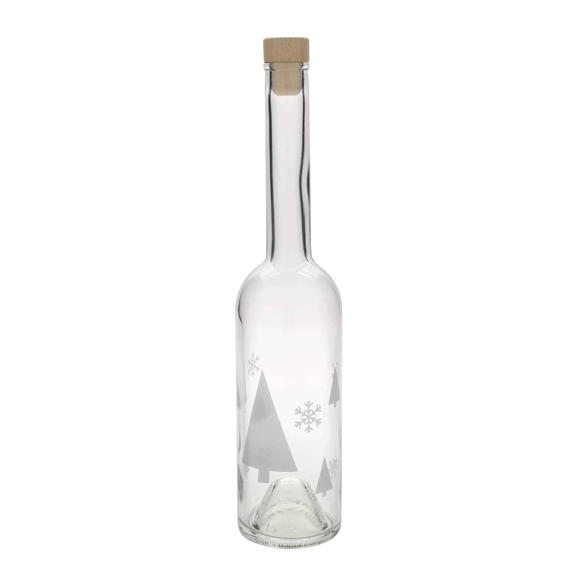 500 ml Glasflasche «Opera», Motiv: Schneeflocken, Mündung: Kork