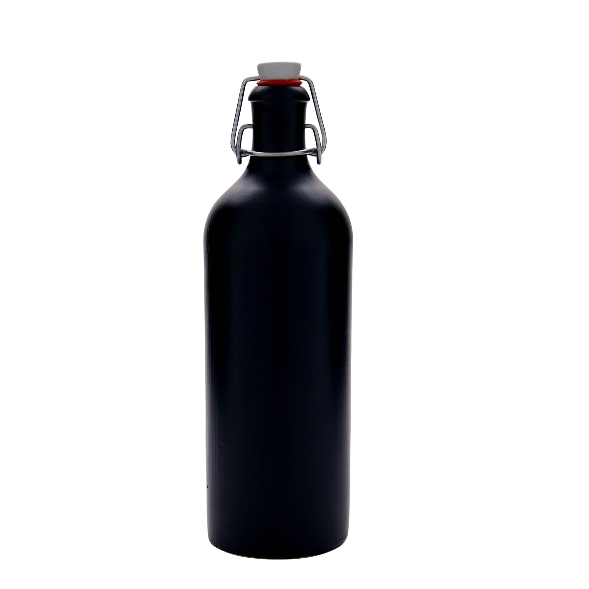 750 ml Tonkrug, Steinzeug, schwarz, Mündung: Bügelverschluss