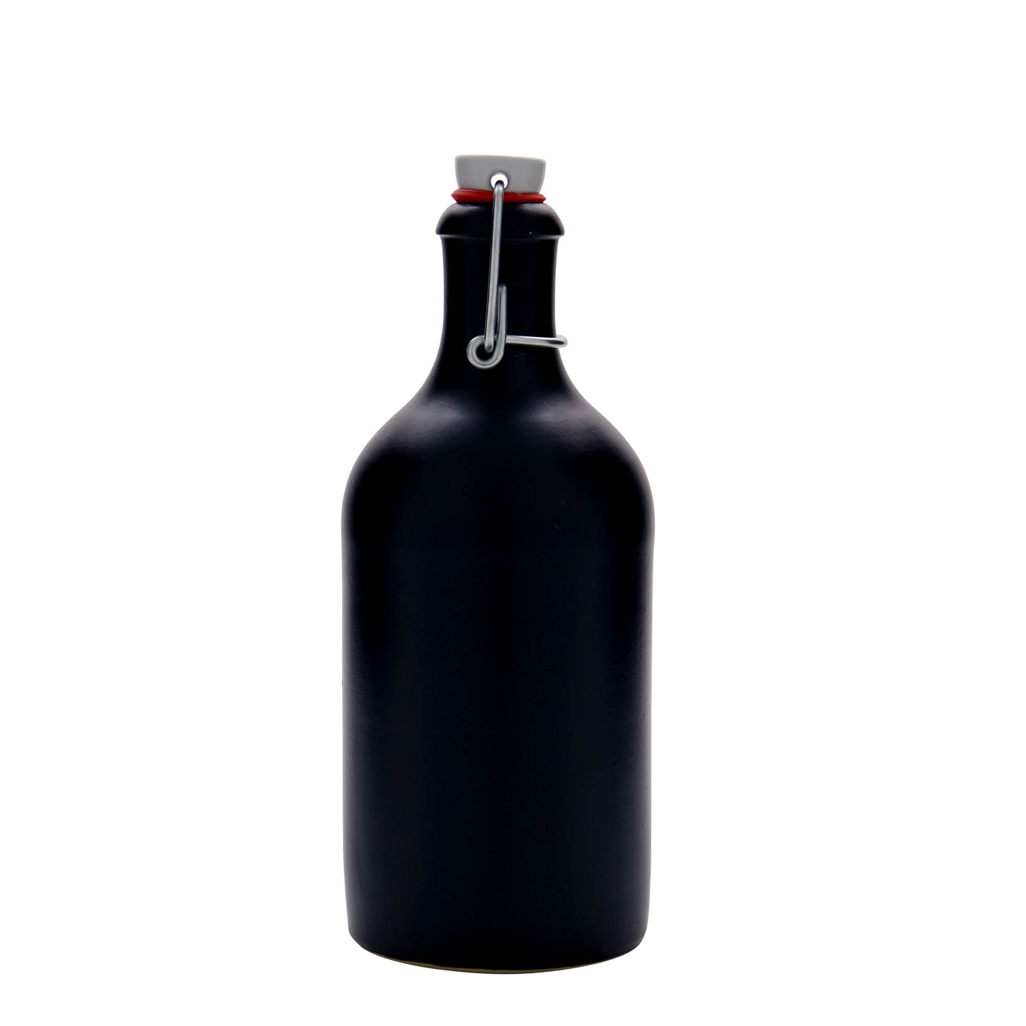 500 ml Tonkrug, Steinzeug, schwarz, Mündung: Bügelverschluss 500 ml Tonkrug, Steinzeug, schwarz, Mündung: Bügelverschluss