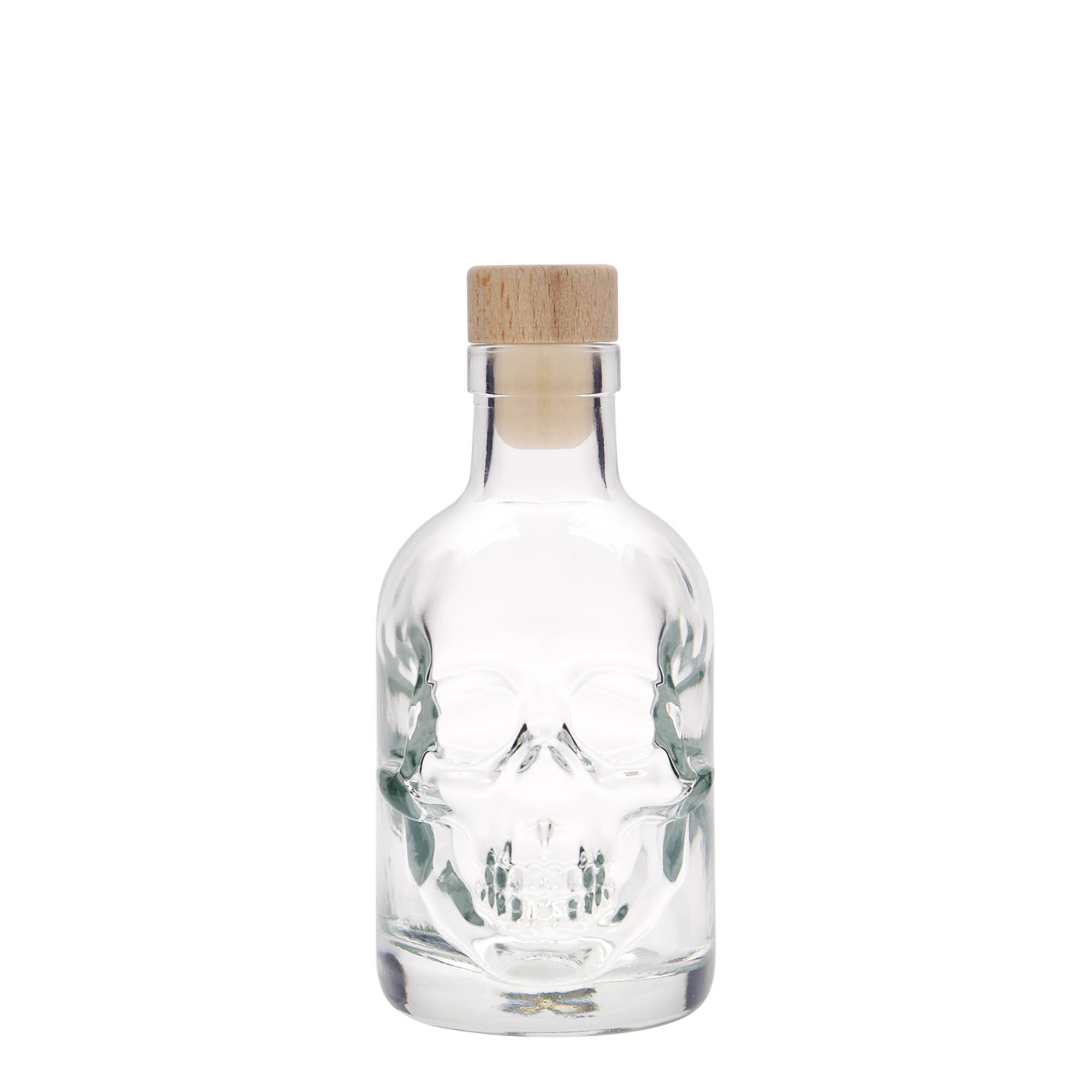 200 ml Glasflasche 'Totenkopf', Mündung: Kork 200 ml Glasflasche 'Totenkopf', Mündung: Kork