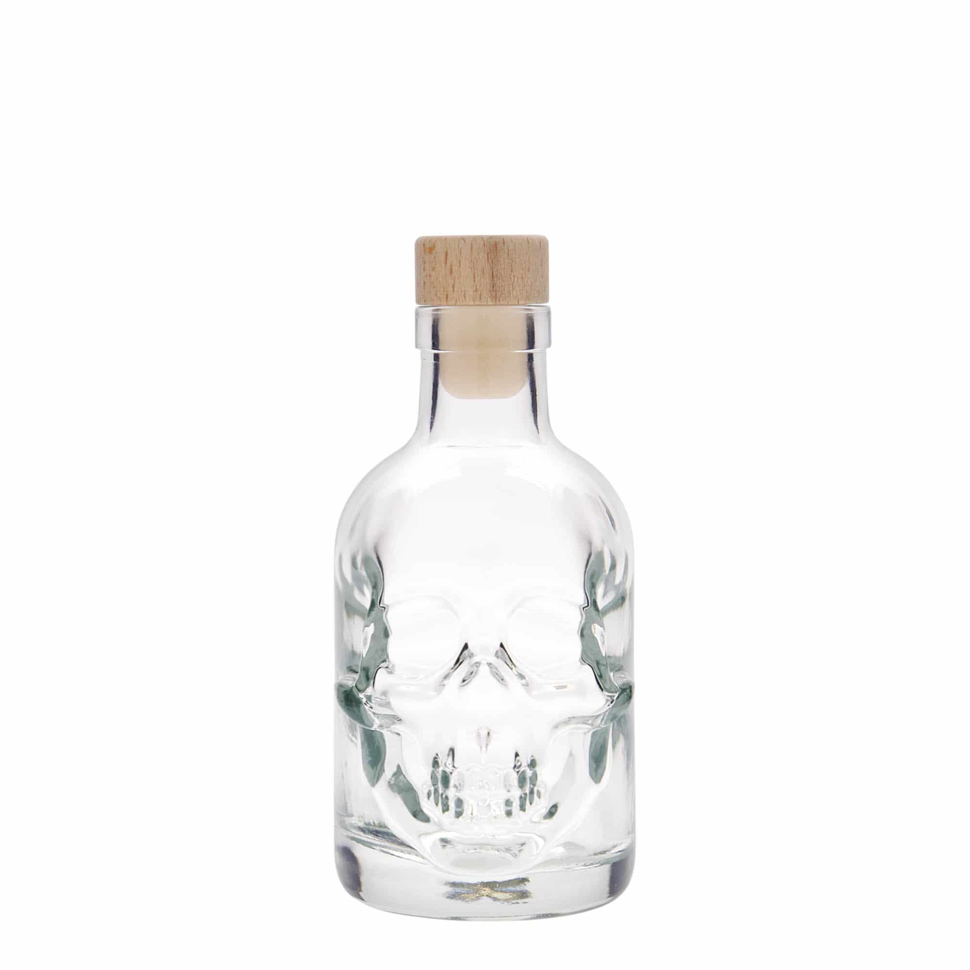 200 ml Glasflasche «Totenkopf», Mündung: Kork