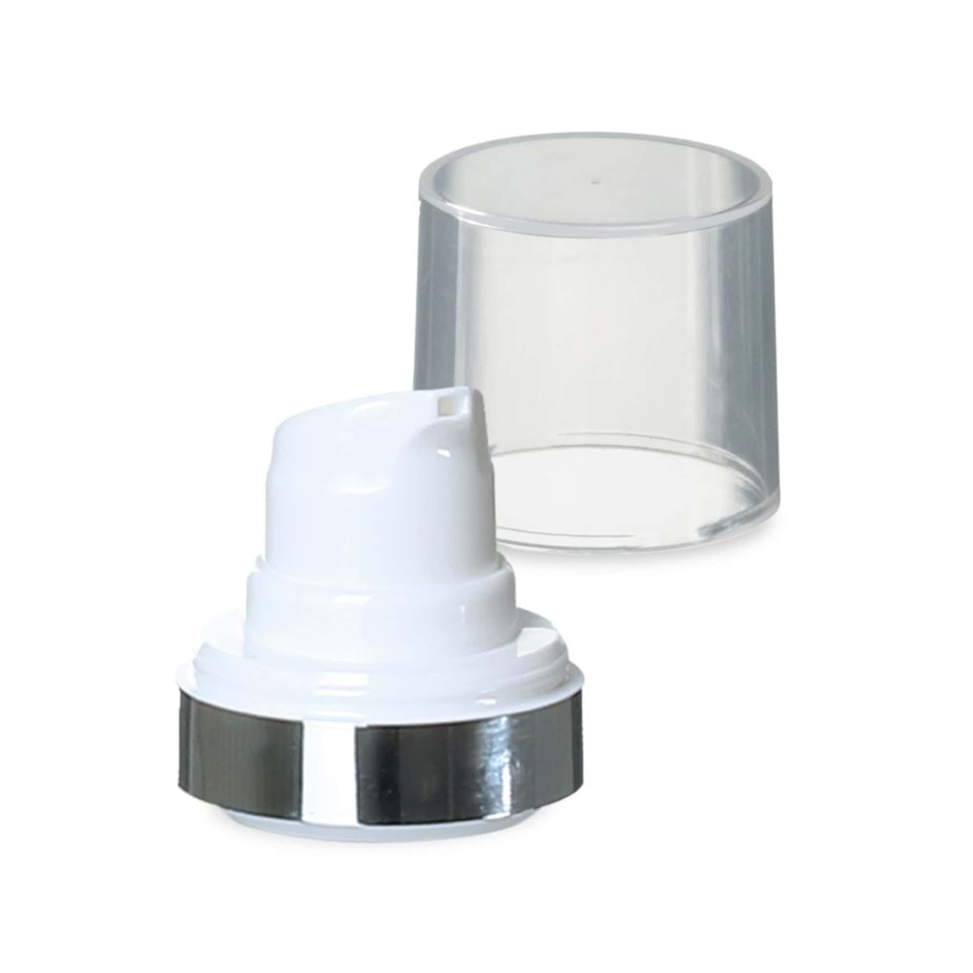 Airless Kopf Micro Silberrand + naturfarbene, glänzende Steckkappe Airless Kopf Micro Silberrand + naturfarbene, glänzende Steckkappe