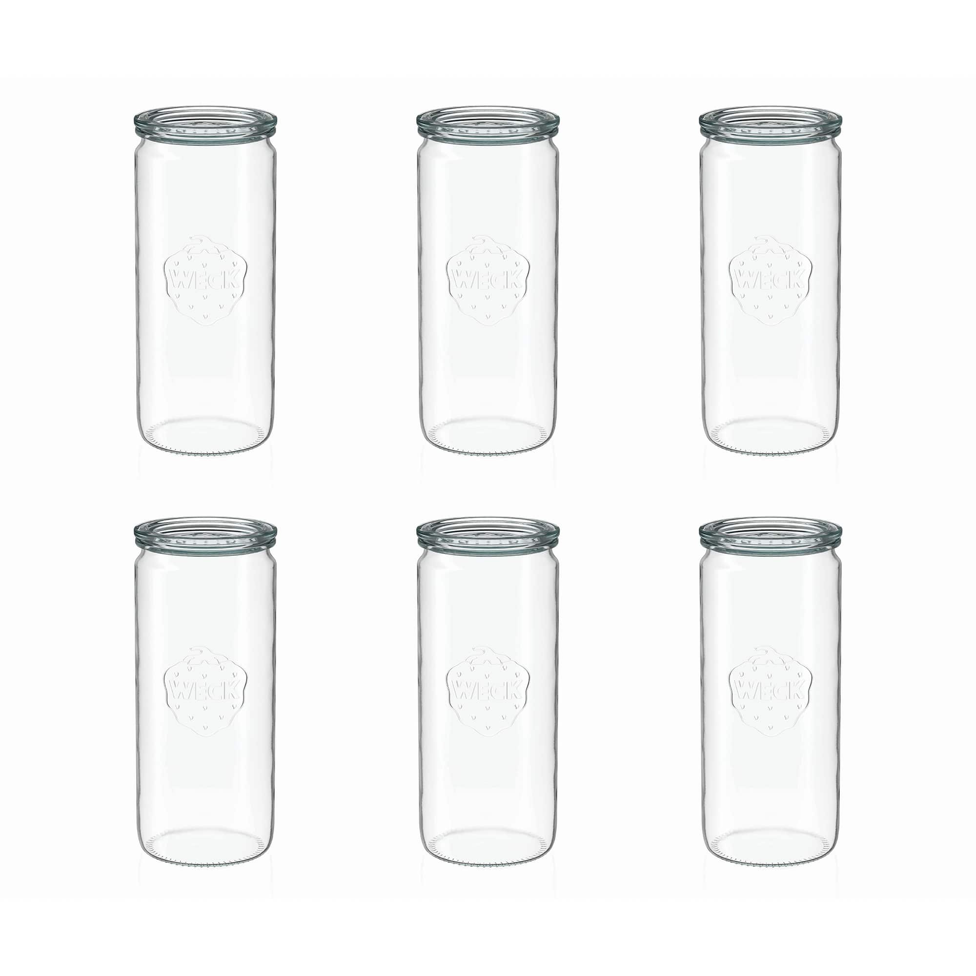 6x 1040 ml WECK-Zylinderglas mit Glasdeckel RR 80
