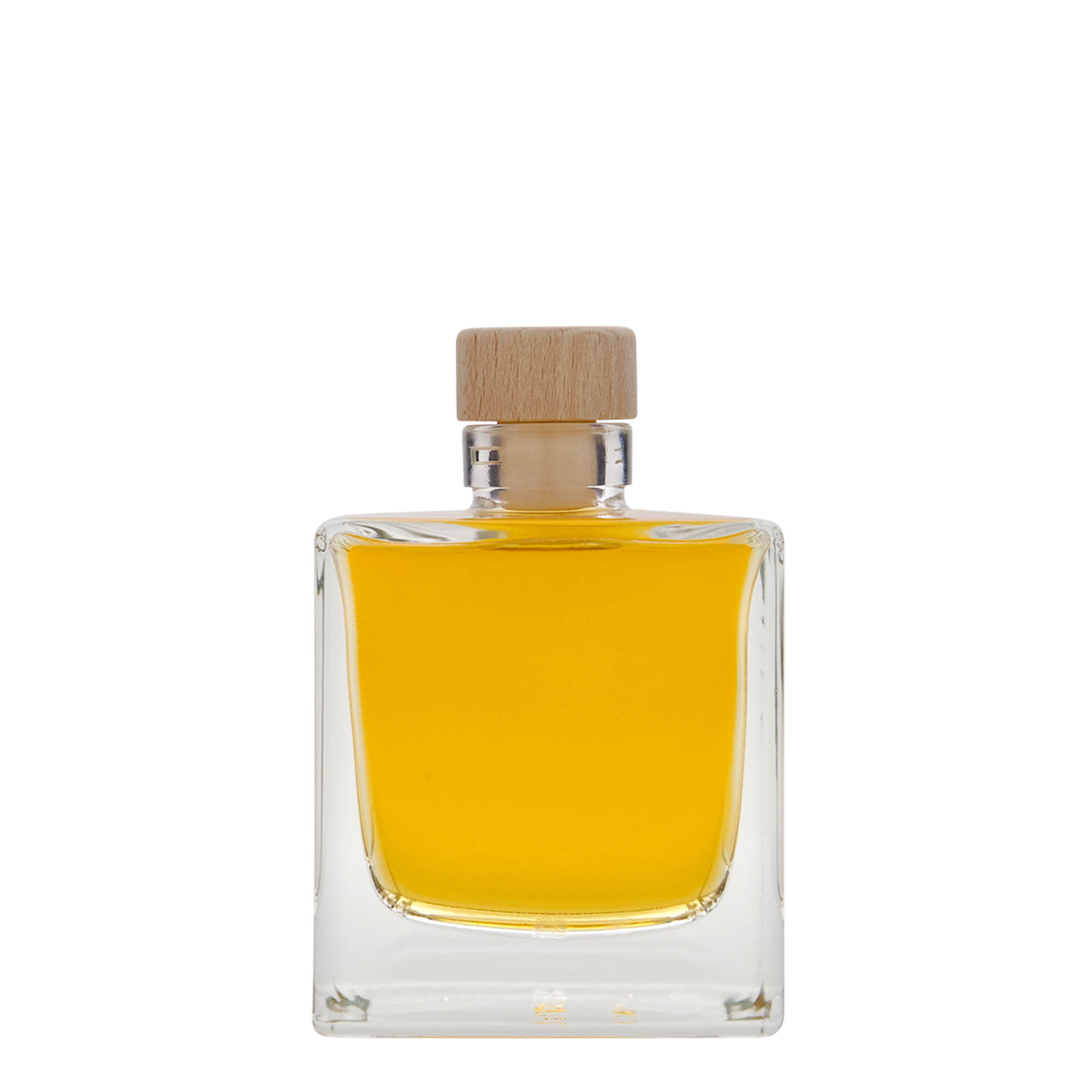 200 ml Glasflasche 'Cube', quadratisch, Mündung: Kork