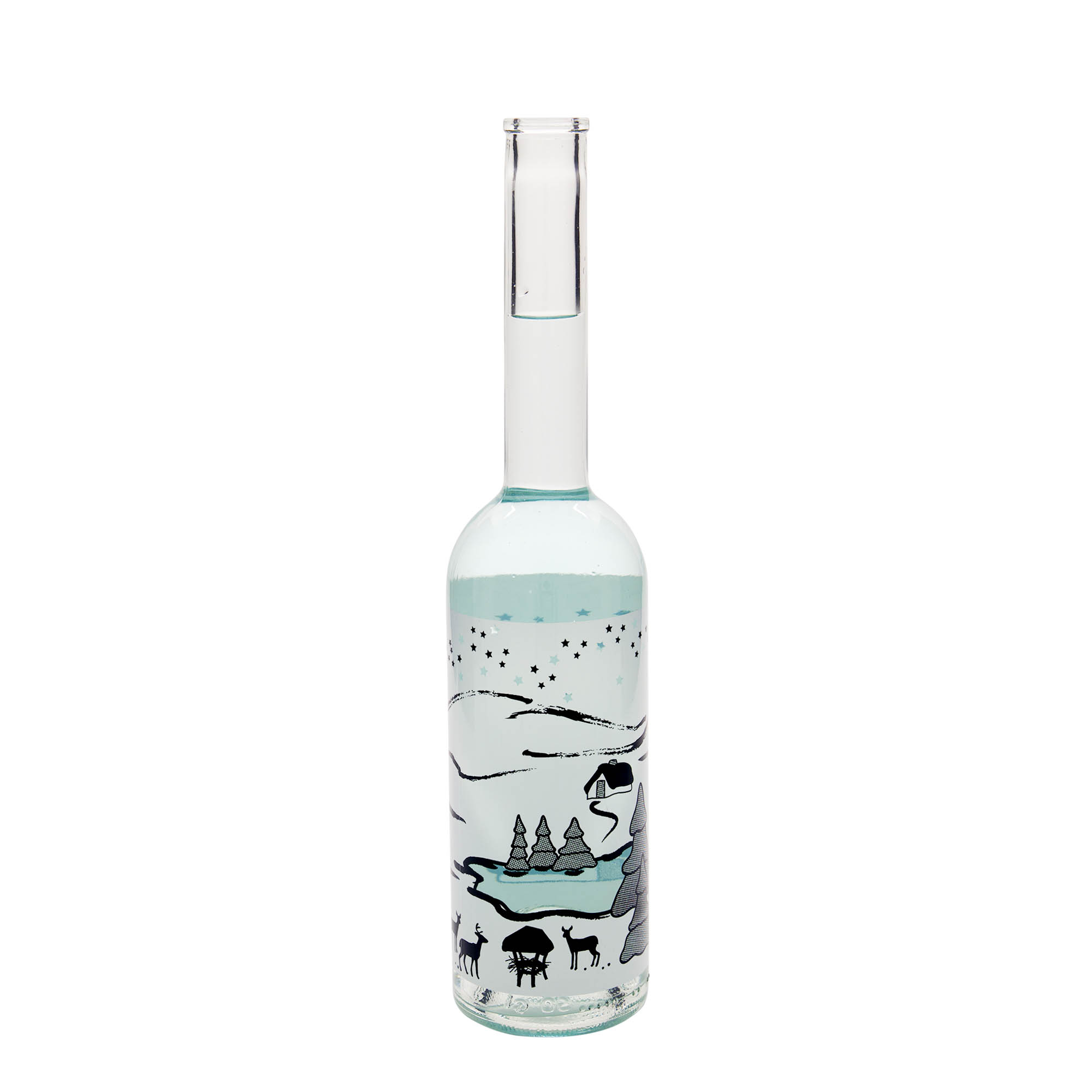 500 ml Glasflasche «Opera», Motiv: Wintertraum-Bianco, Mündung: Kork