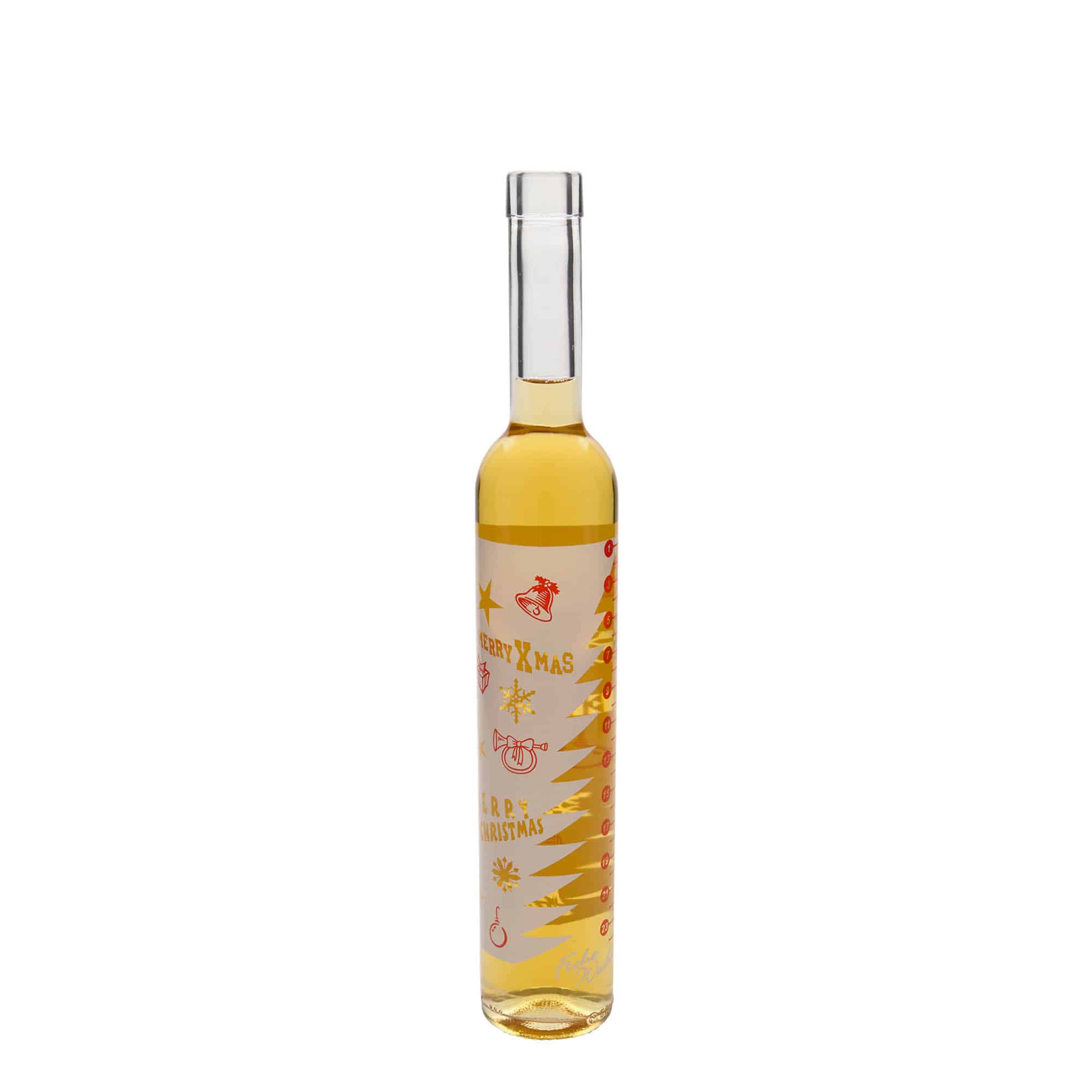 500 ml Glasflasche Maximo bedruckt «Adventskalender», Mündung: Kork