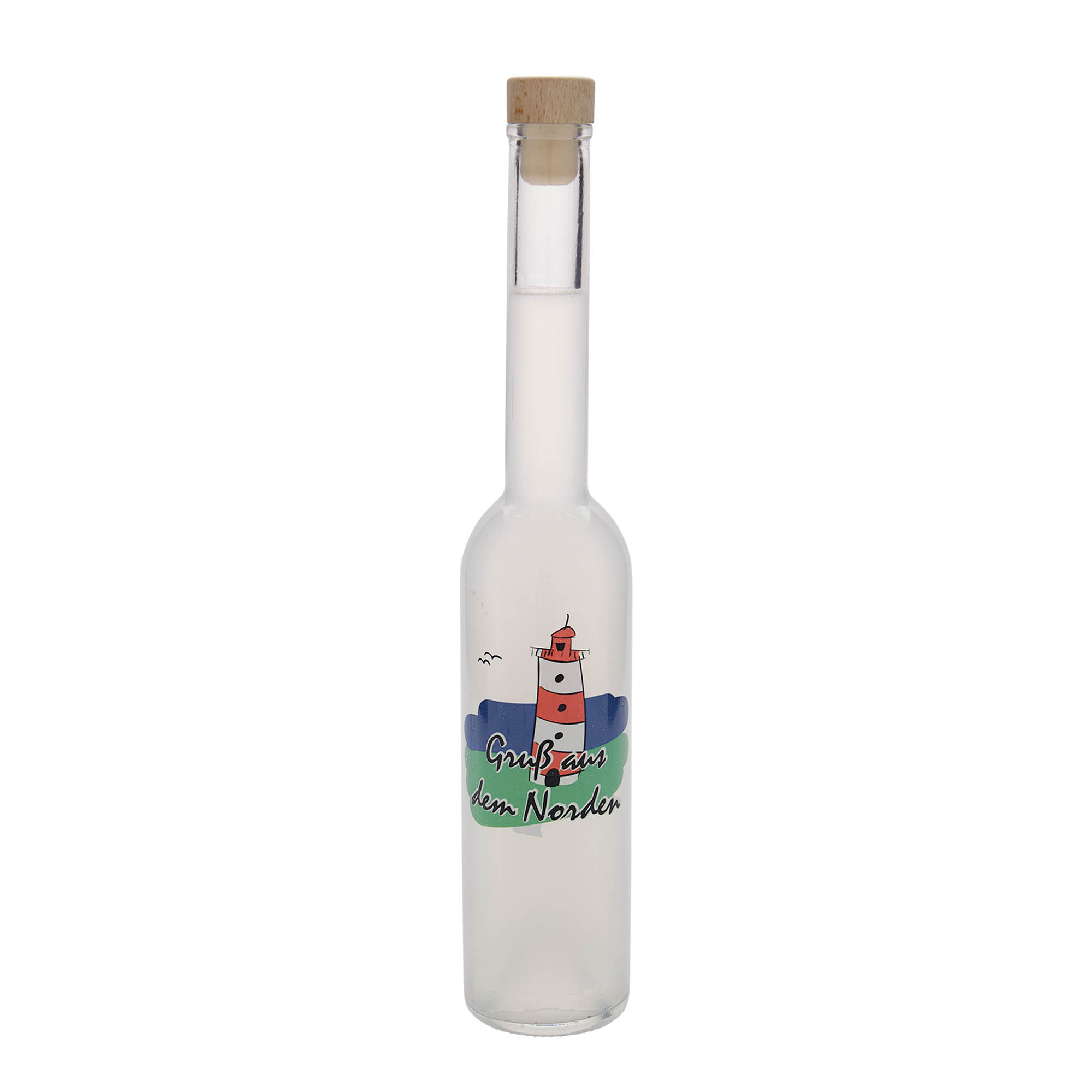 350 ml Glasflasche «Opera», Motiv: Norden, Mündung: Kork