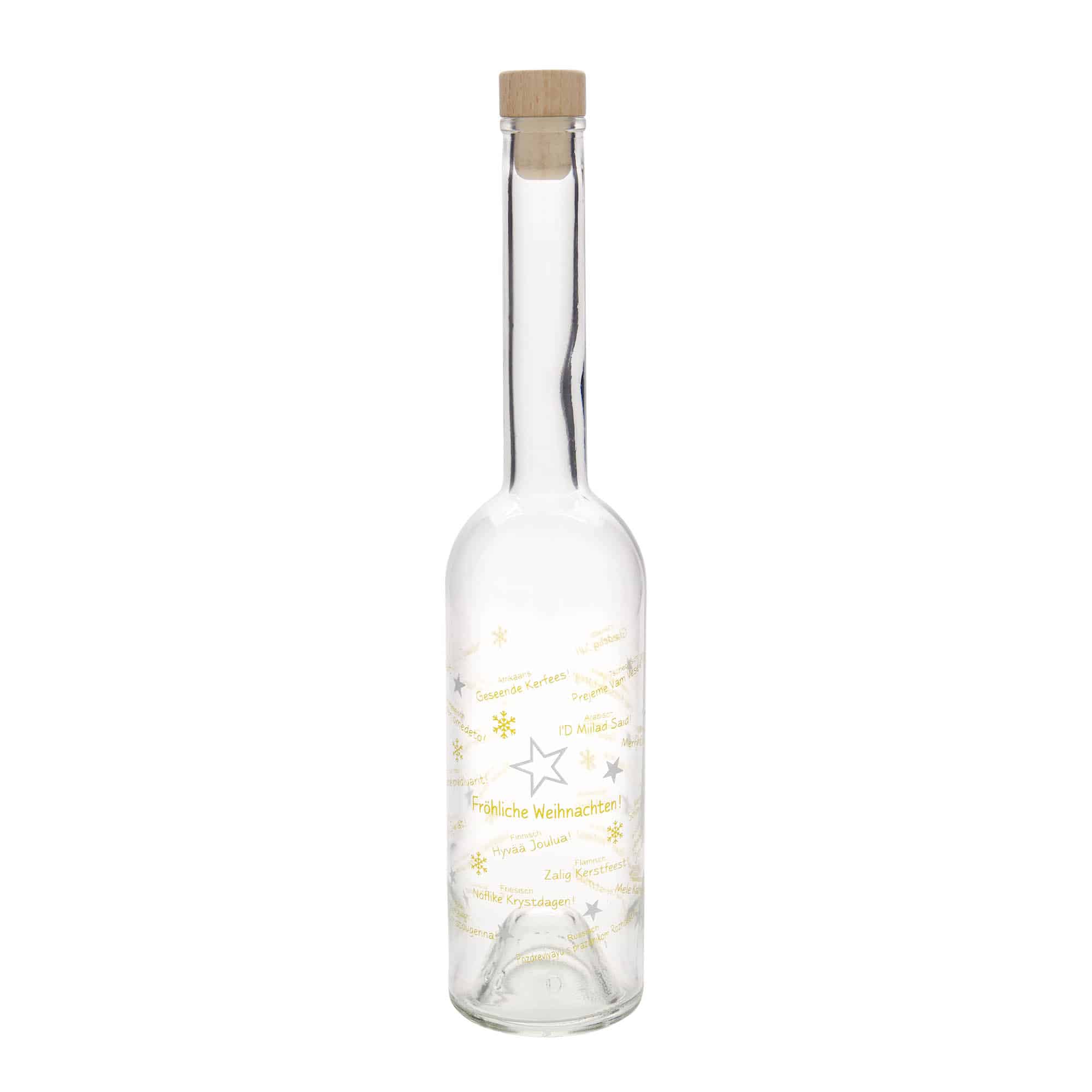 500 ml Glasflasche «Opera», Motiv: Weihnachten in der Welt, Mündung: Kork