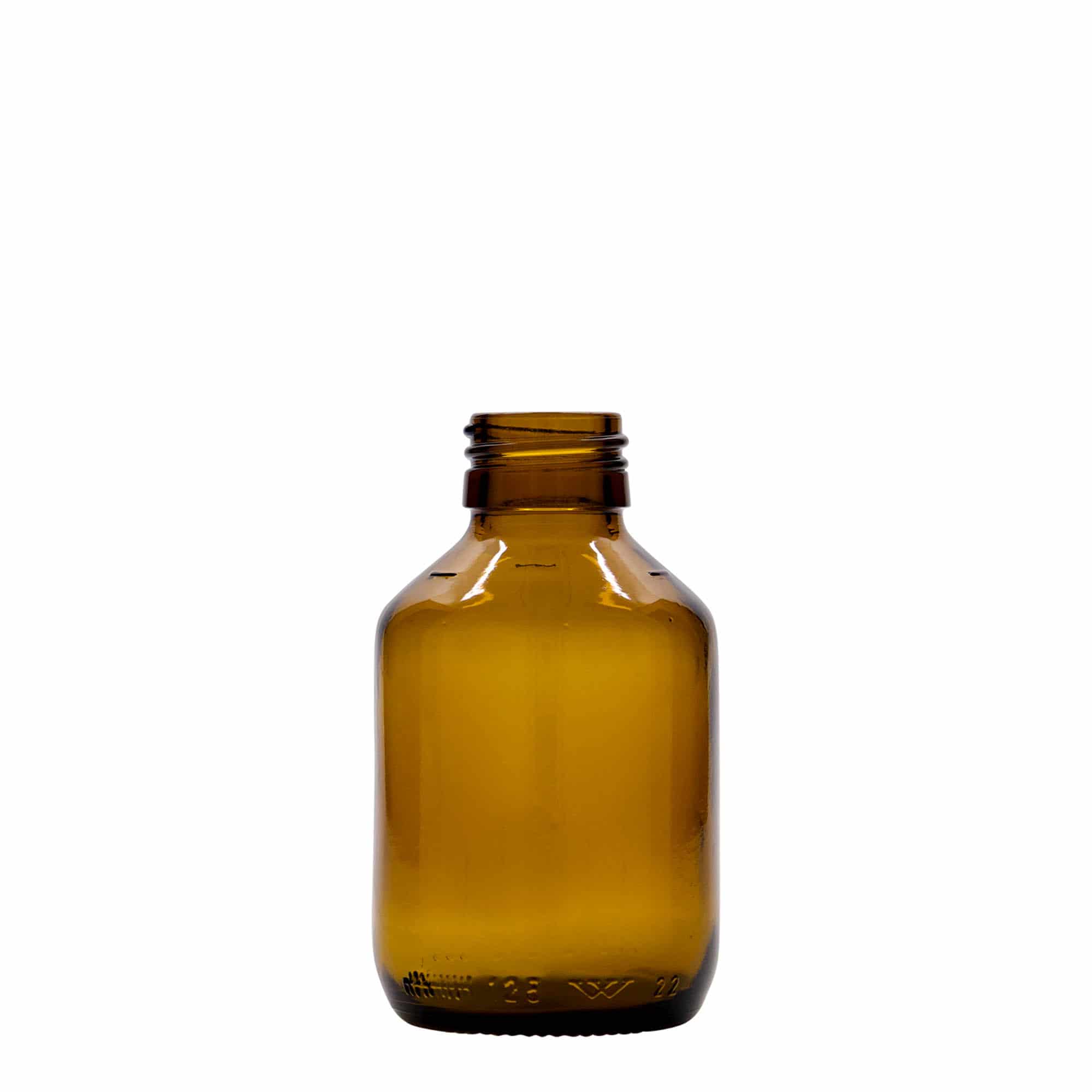 125 ml Medizinflasche, braun, Glas, Mündung: PP 28 125 ml Medizinflasche, braun, Glas, Mündung: PP 28