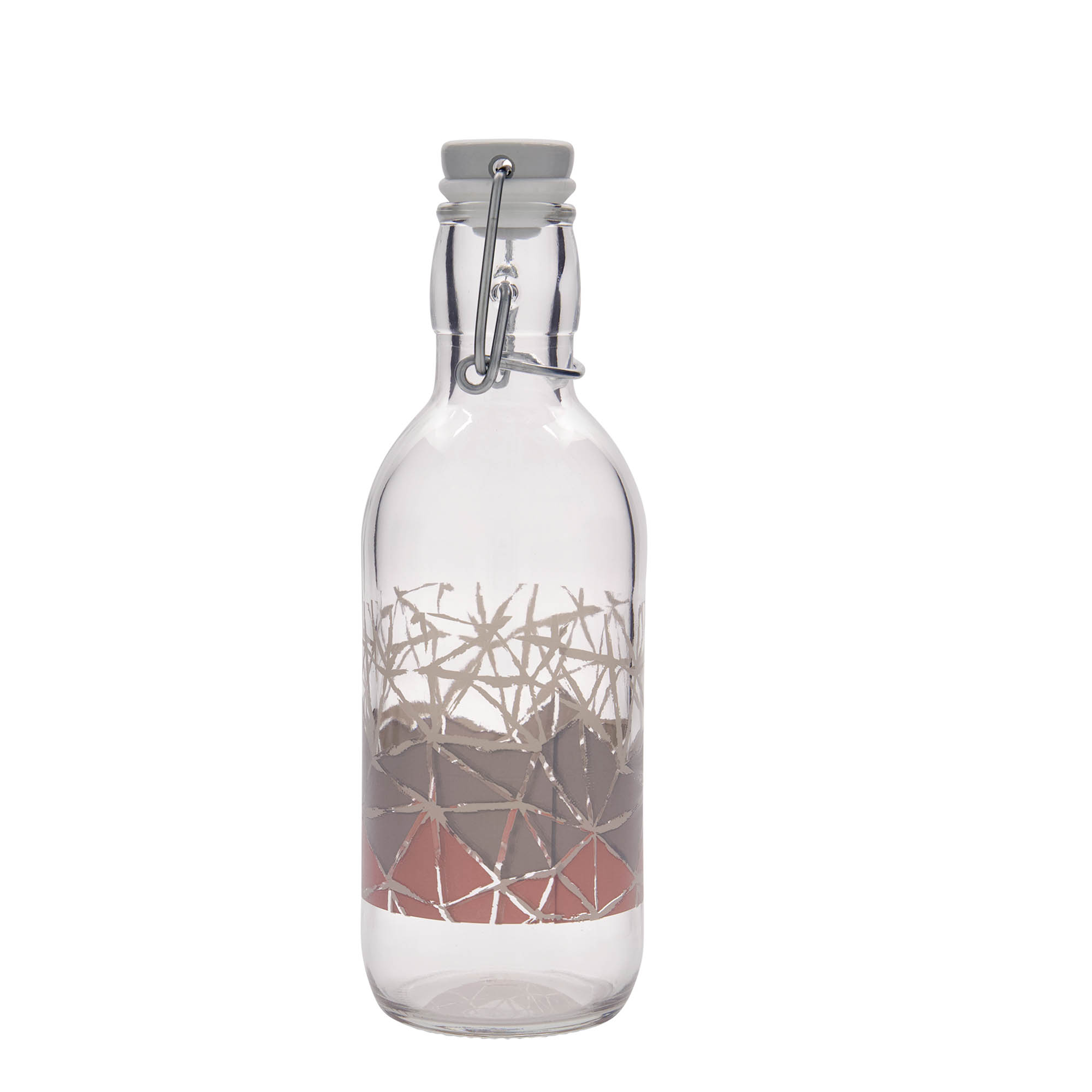 500 ml Glasflasche Emilia bedruckt 'Manolibera rosa', Mündung: Bügelverschluss 500 ml Glasflasche Emilia bedruckt 'Manolibera rosa', Mündung: Bügelverschluss