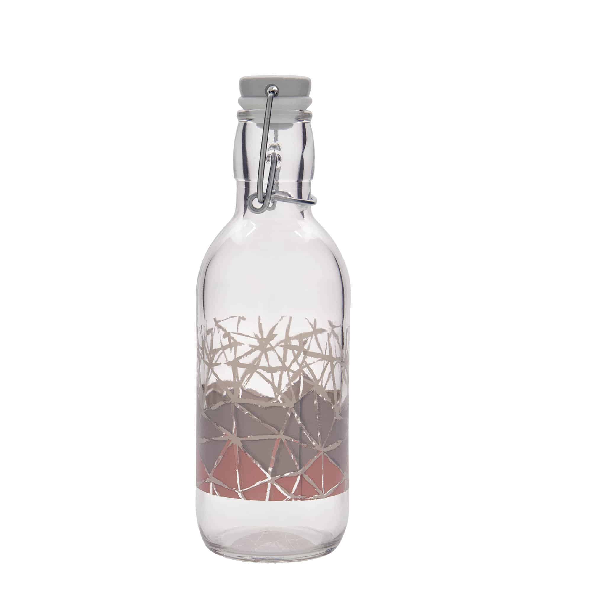500 ml Glasflasche Emilia bedruckt «Manolibera rosa», Mündung: Bügelverschluss