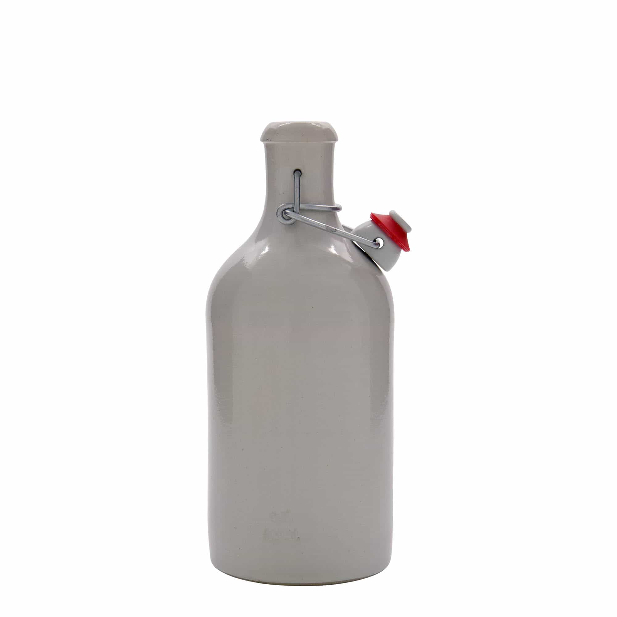 500 ml Tonkrug, Steinzeug, weiss, Mündung: Bügelverschluss