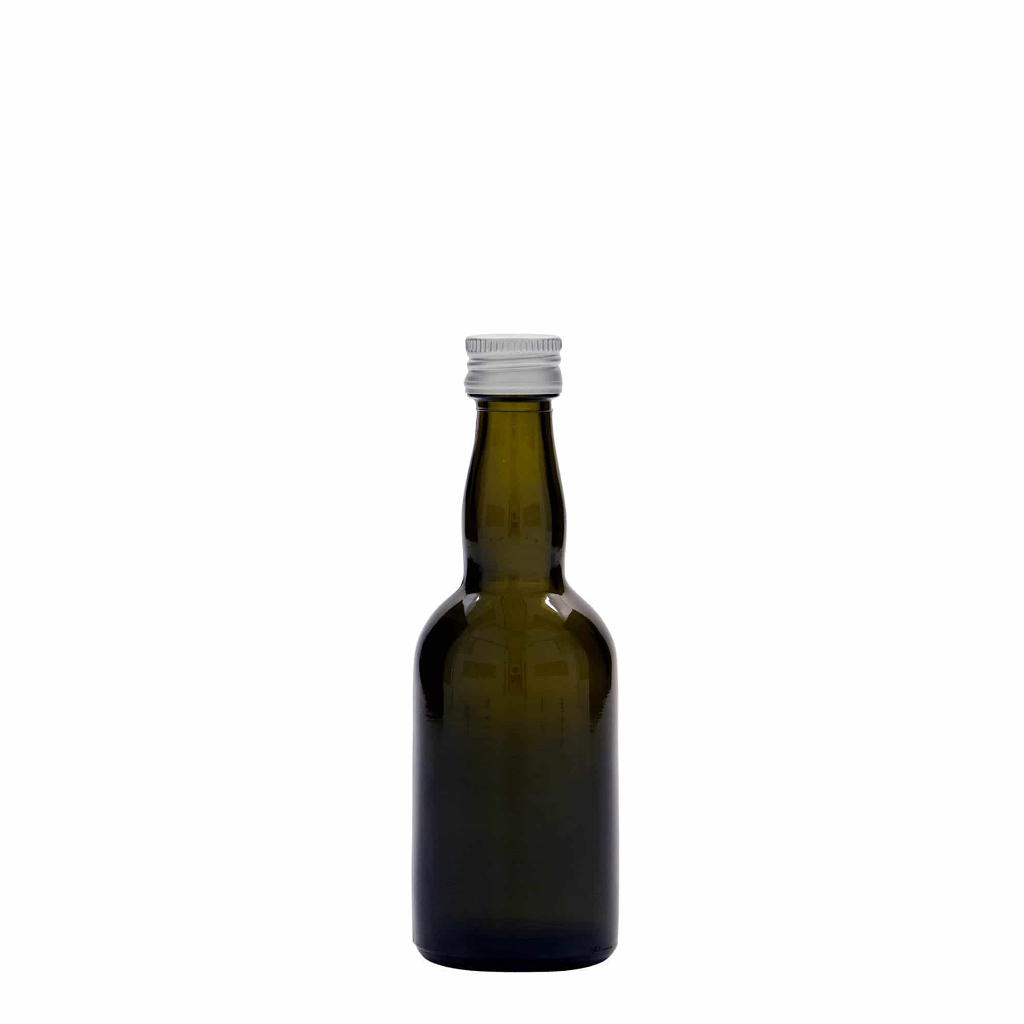 50 ml Glasflasche «Proba», antikgrün, Mündung: PP 18