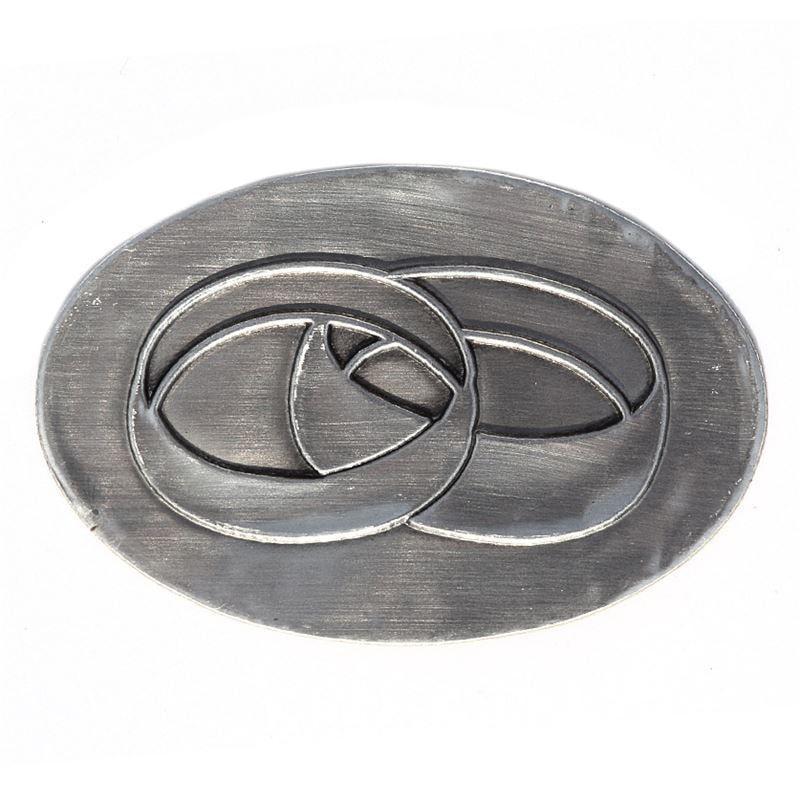 Zinnetikett «Trauringe», oval, Metall, silber