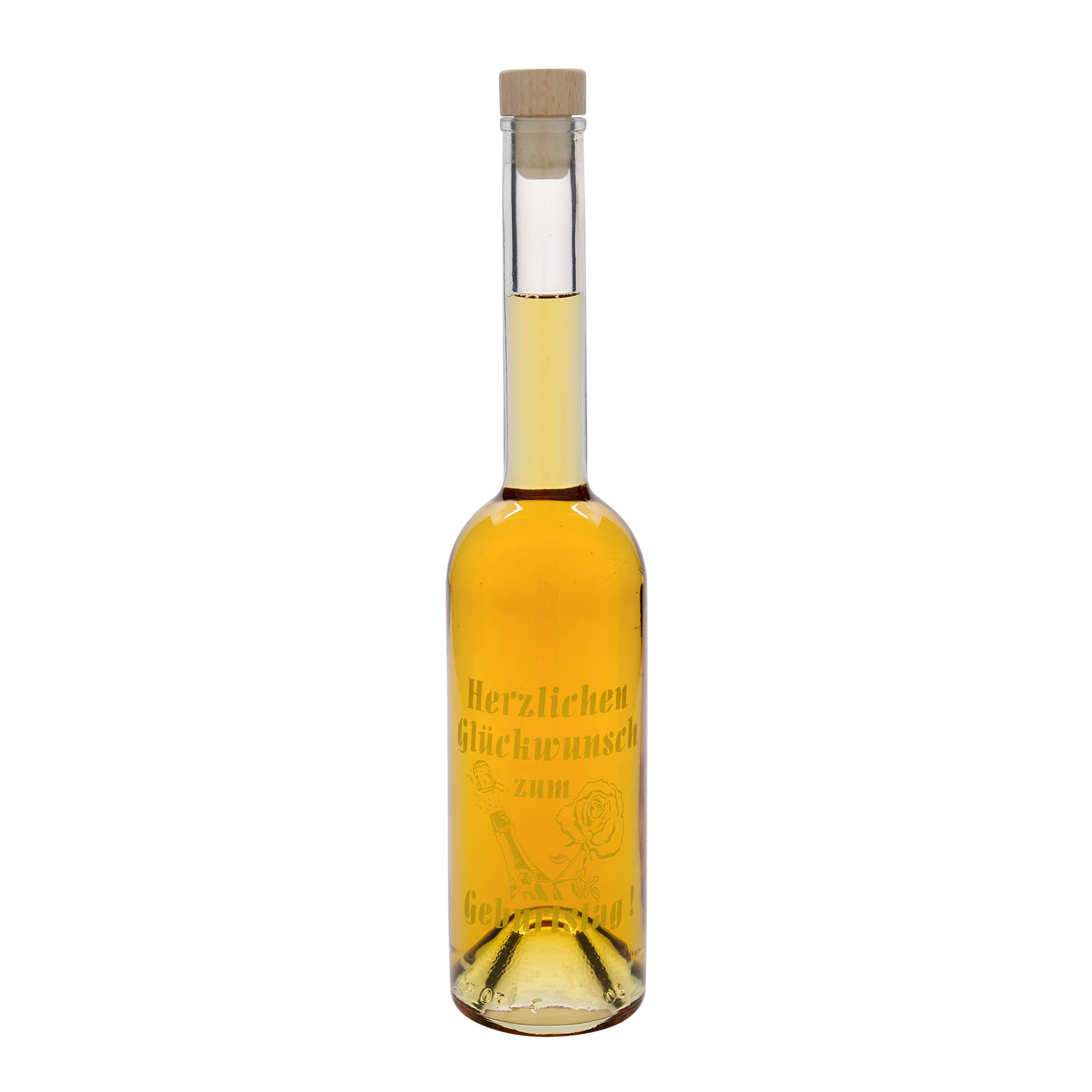 500 ml Glasflasche 'Opera', Motiv: Geburtstagsflasche, Mündung: Kork