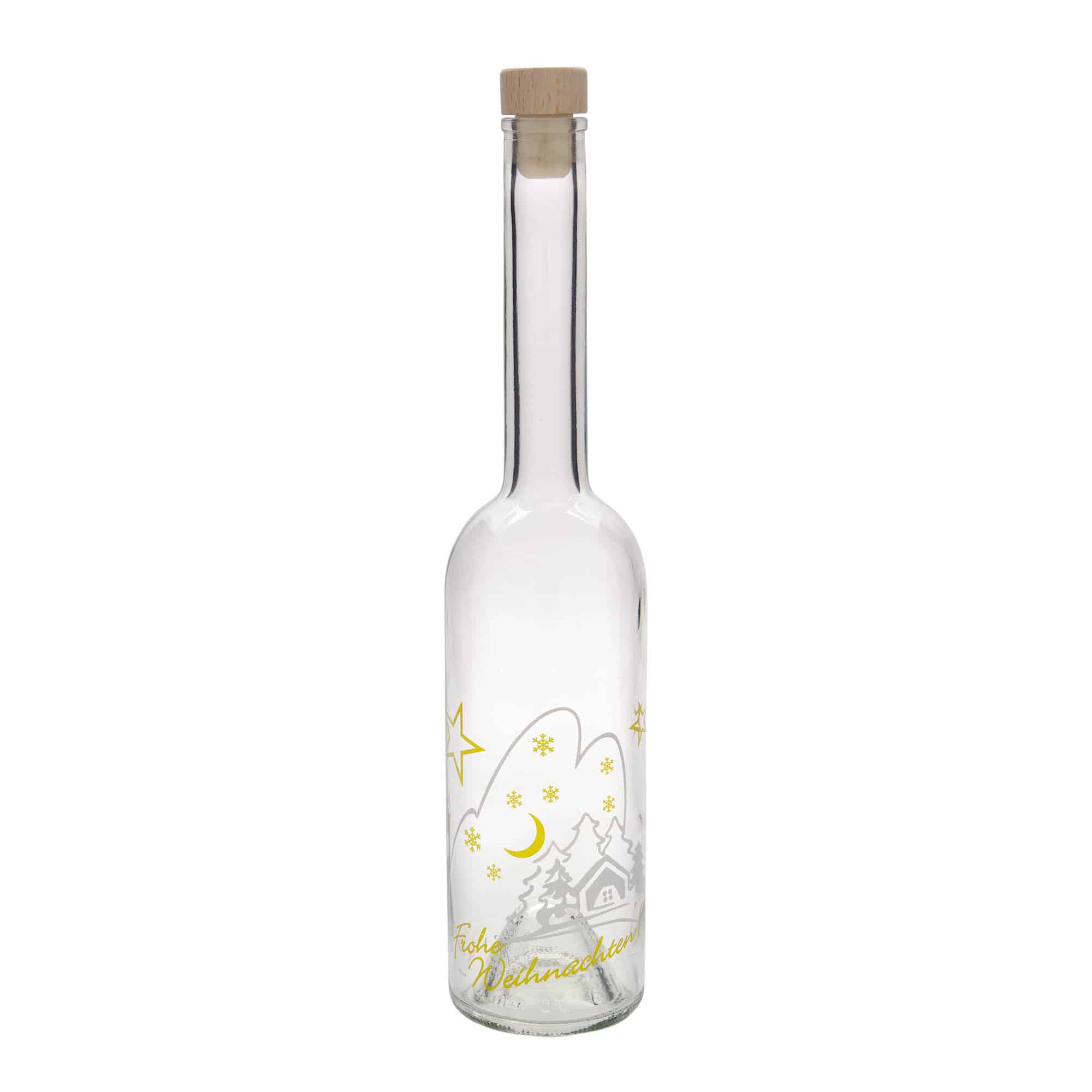 500 ml Glasflasche «Opera», Motiv: Weihnachtsidylle, Mündung: Kork