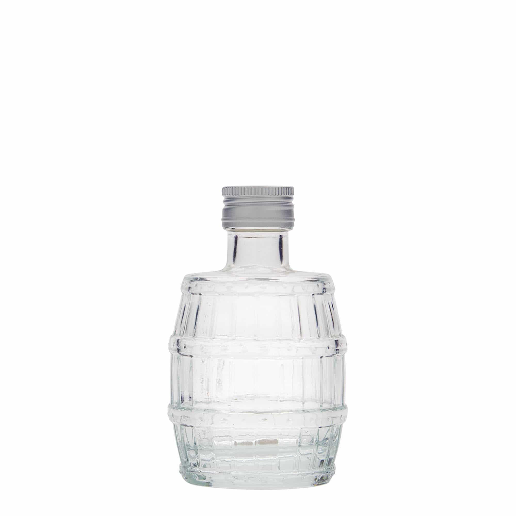 100 ml Glasflasche «Fass», Mündung: PP 24
