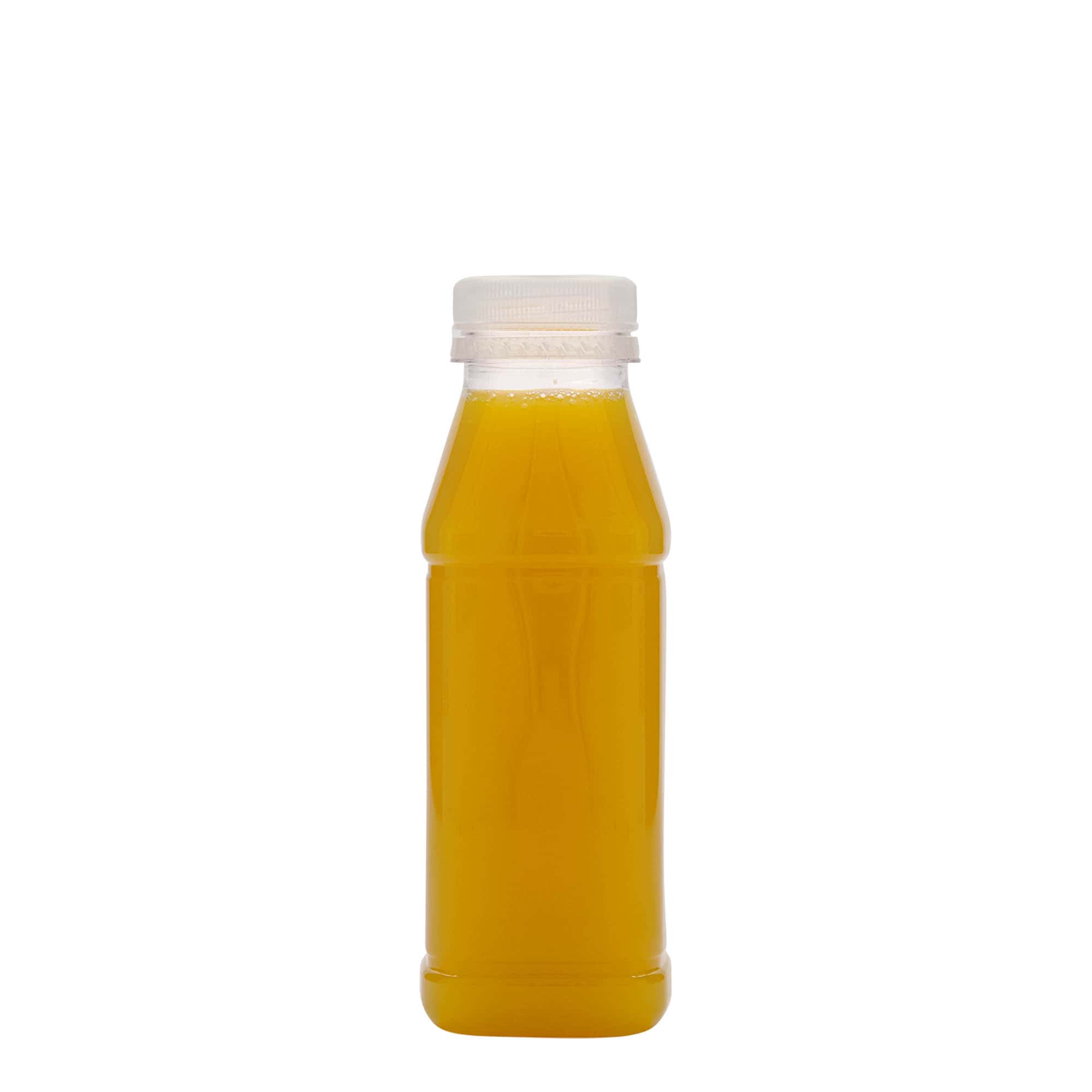330 ml PET-Flasche «Milk and Juice Carré», quadratisch, Kunststoff, Mündung: 38 mm