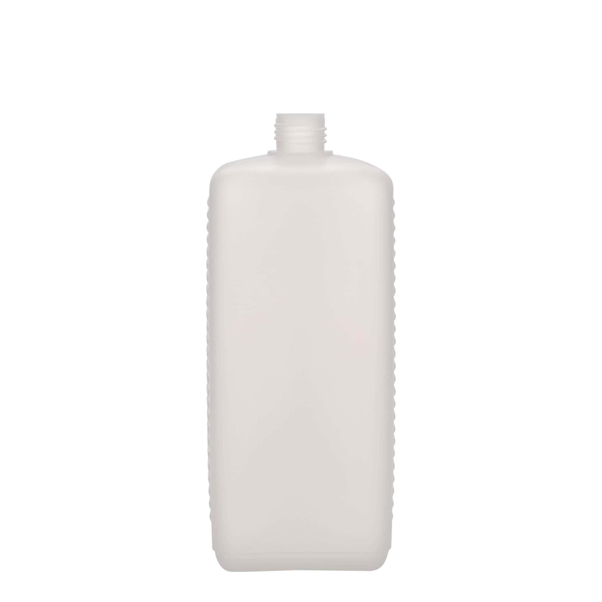 1.000 ml Kanisterflasche, rechteckig, HDPE-Kunststoff, natur, Mündung: DIN 25 EPE 1.000 ml Kanisterflasche, rechteckig, HDPE-Kunststoff, natur, Mündung: DIN 25 EPE