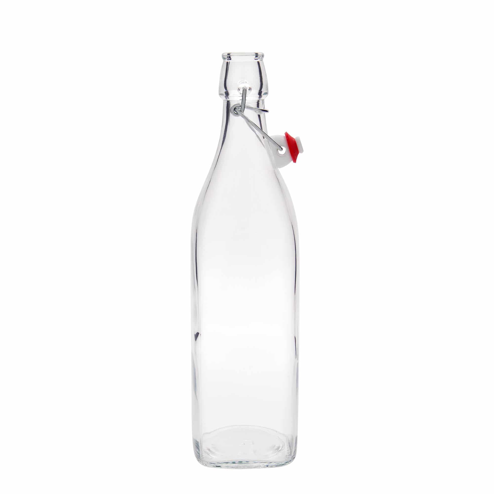 1.000 ml Glasflasche 'Swing, quadratisch, Mündung: Bügelverschluss 1.000 ml Glasflasche 'Swing, quadratisch, Mündung: Bügelverschluss
