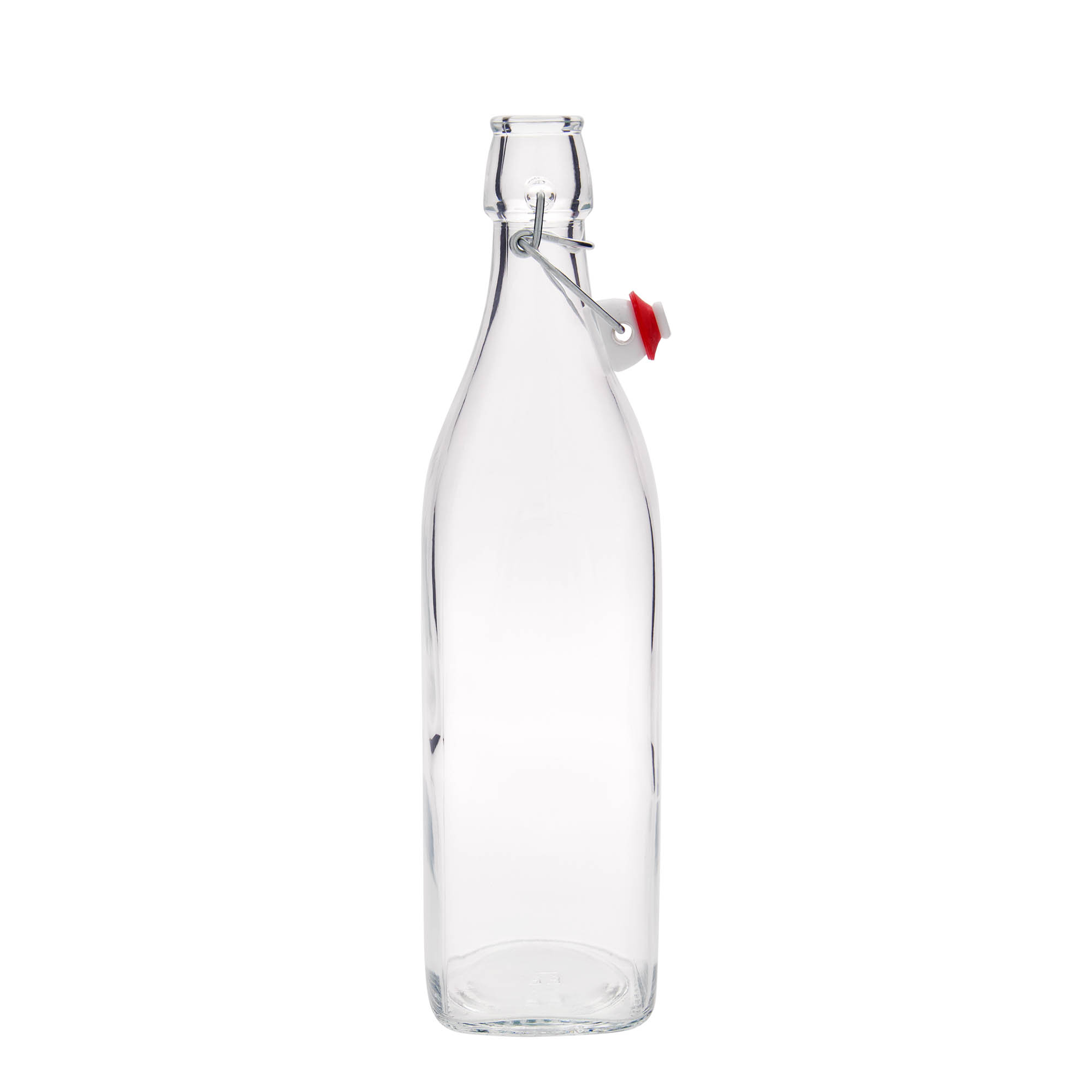 1.000 ml Glasflasche 'Swing, quadratisch, Mündung: Bügelverschluss 1.000 ml Glasflasche 'Swing, quadratisch, Mündung: Bügelverschluss