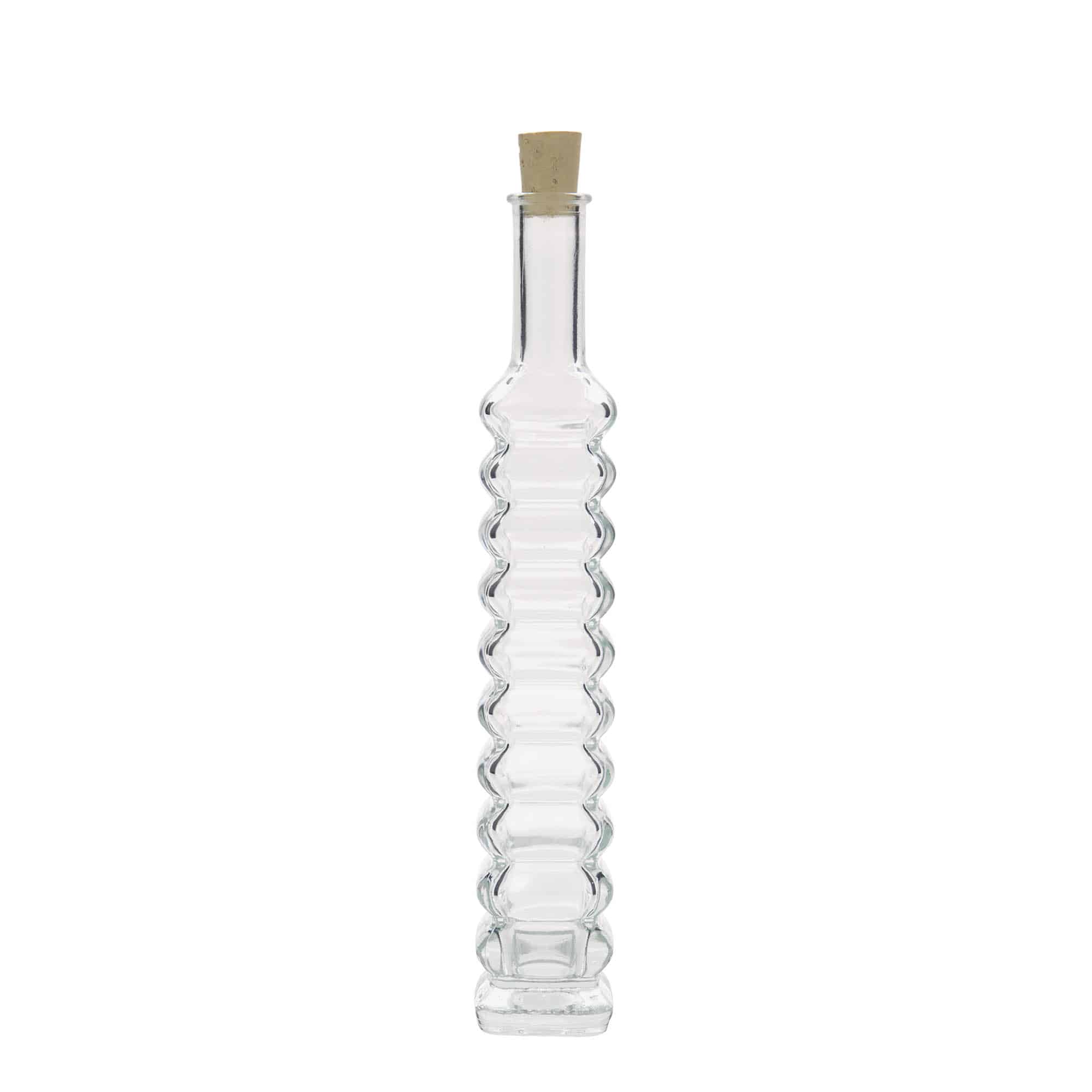 100 ml Glasflasche 'Roma', quadratisch, Mündung: Kork