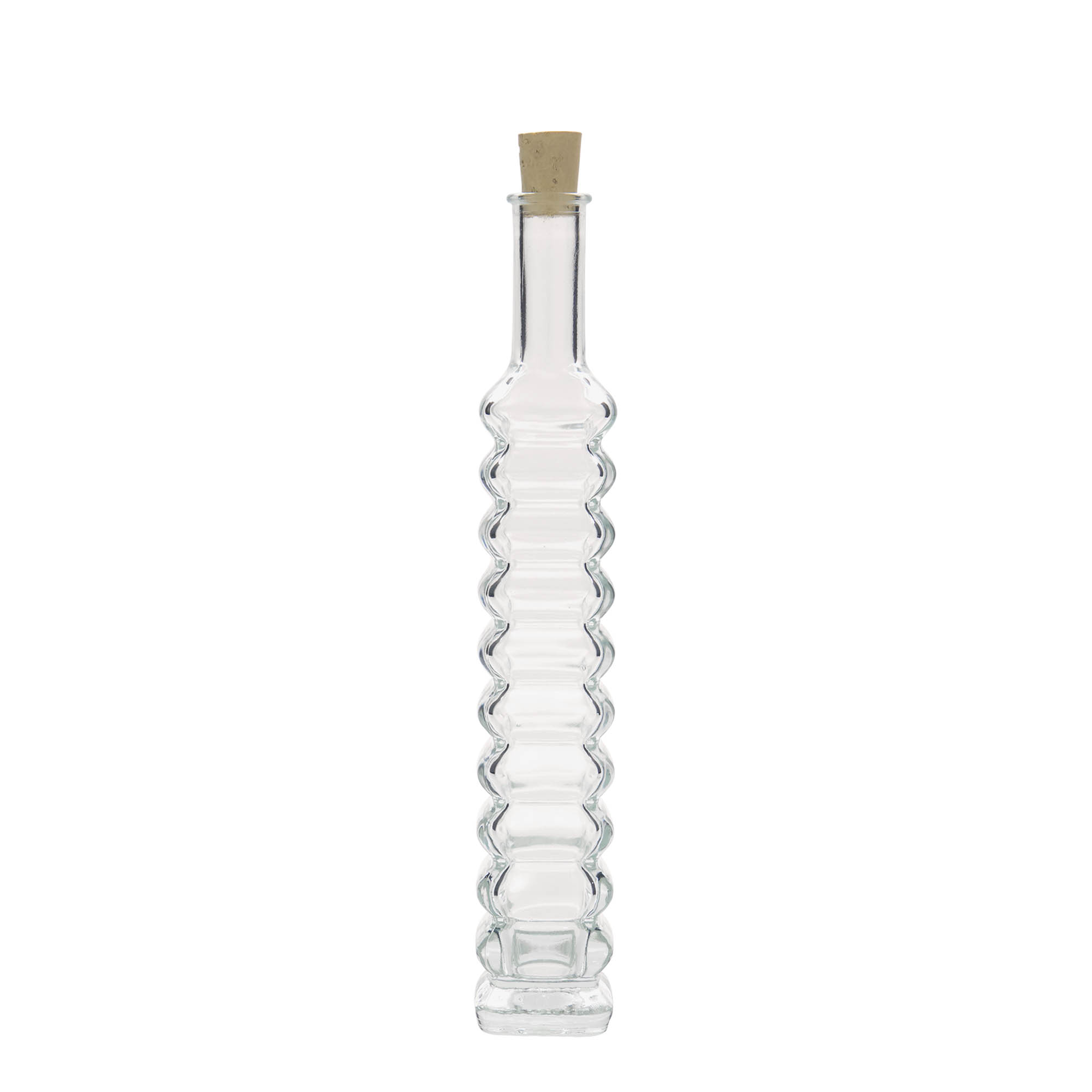 100 ml Glasflasche 'Roma', quadratisch, Mündung: Kork 100 ml Glasflasche 'Roma', quadratisch, Mündung: Kork