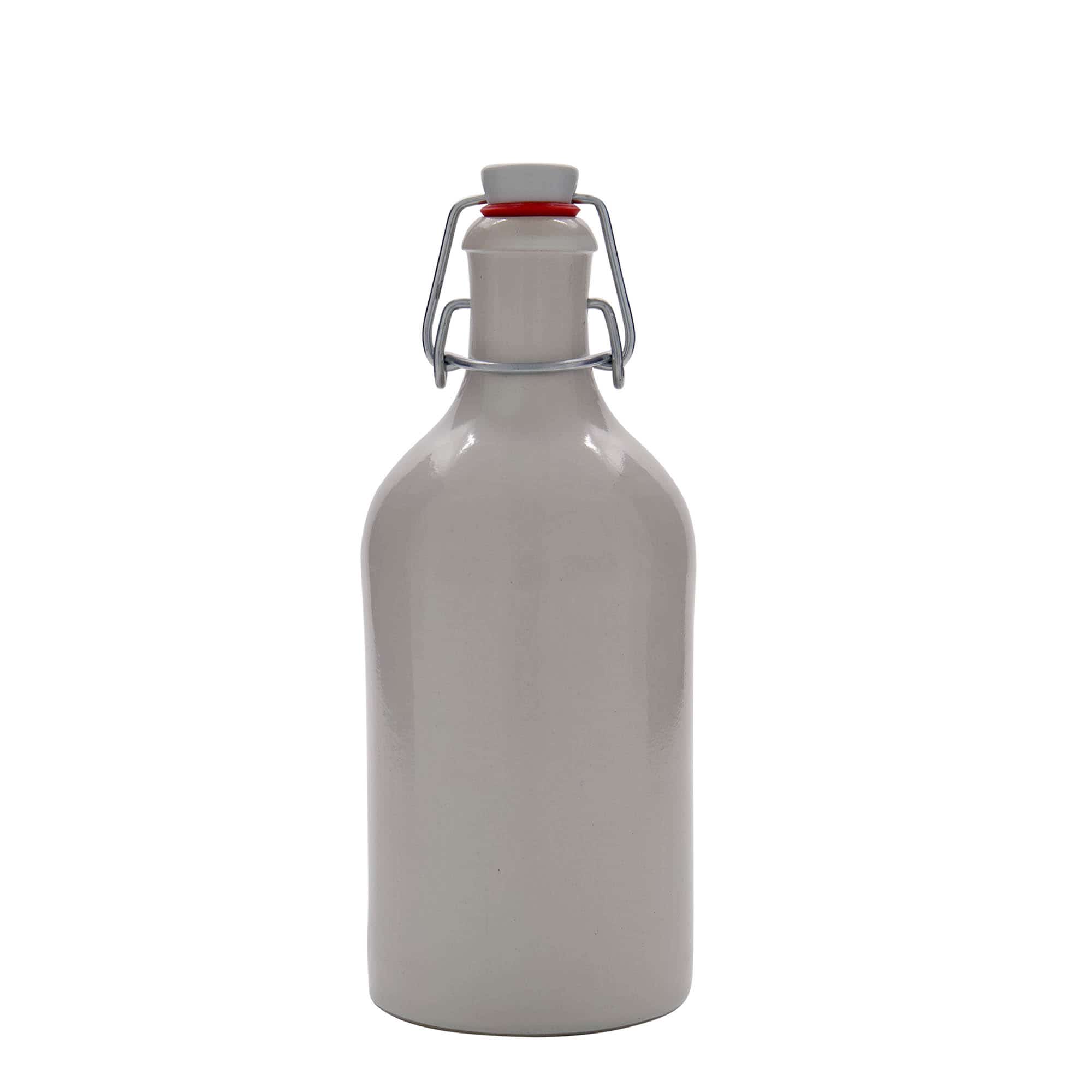 500 ml Tonkrug, Steinzeug, weiss, Mündung: Bügelverschluss