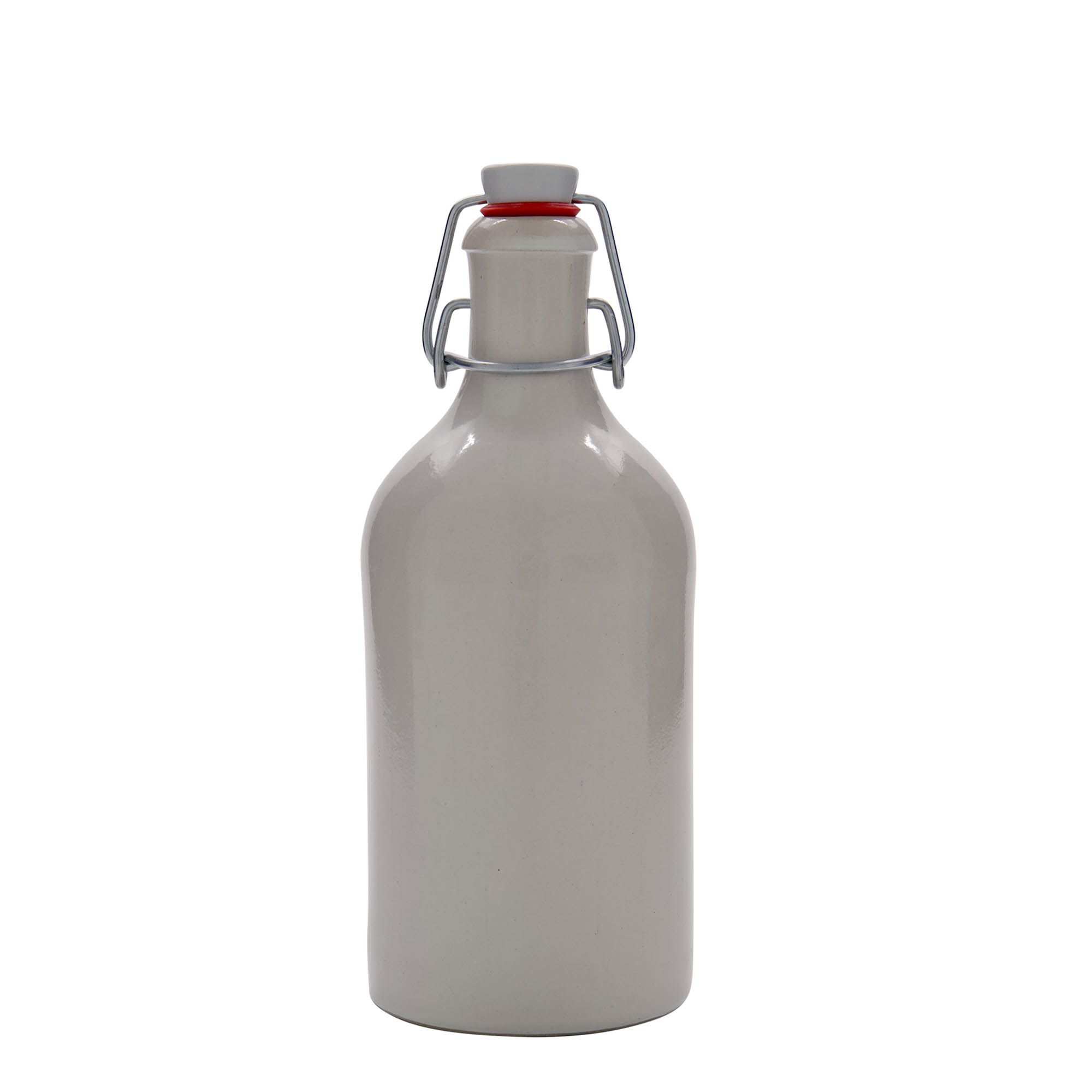 500 ml Tonkrug, Steinzeug, weiss, Mündung: Bügelverschluss 500 ml Tonkrug, Steinzeug, weiss, Mündung: Bügelverschluss