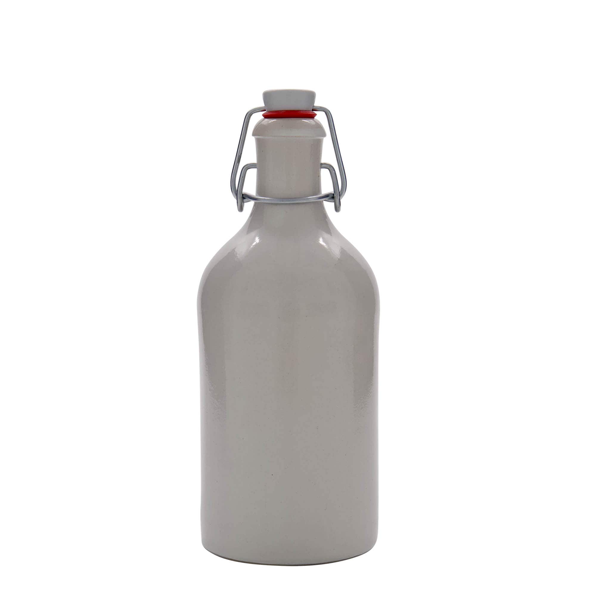 500 ml Tonkrug, Steinzeug, weiss, Mündung: Bügelverschluss