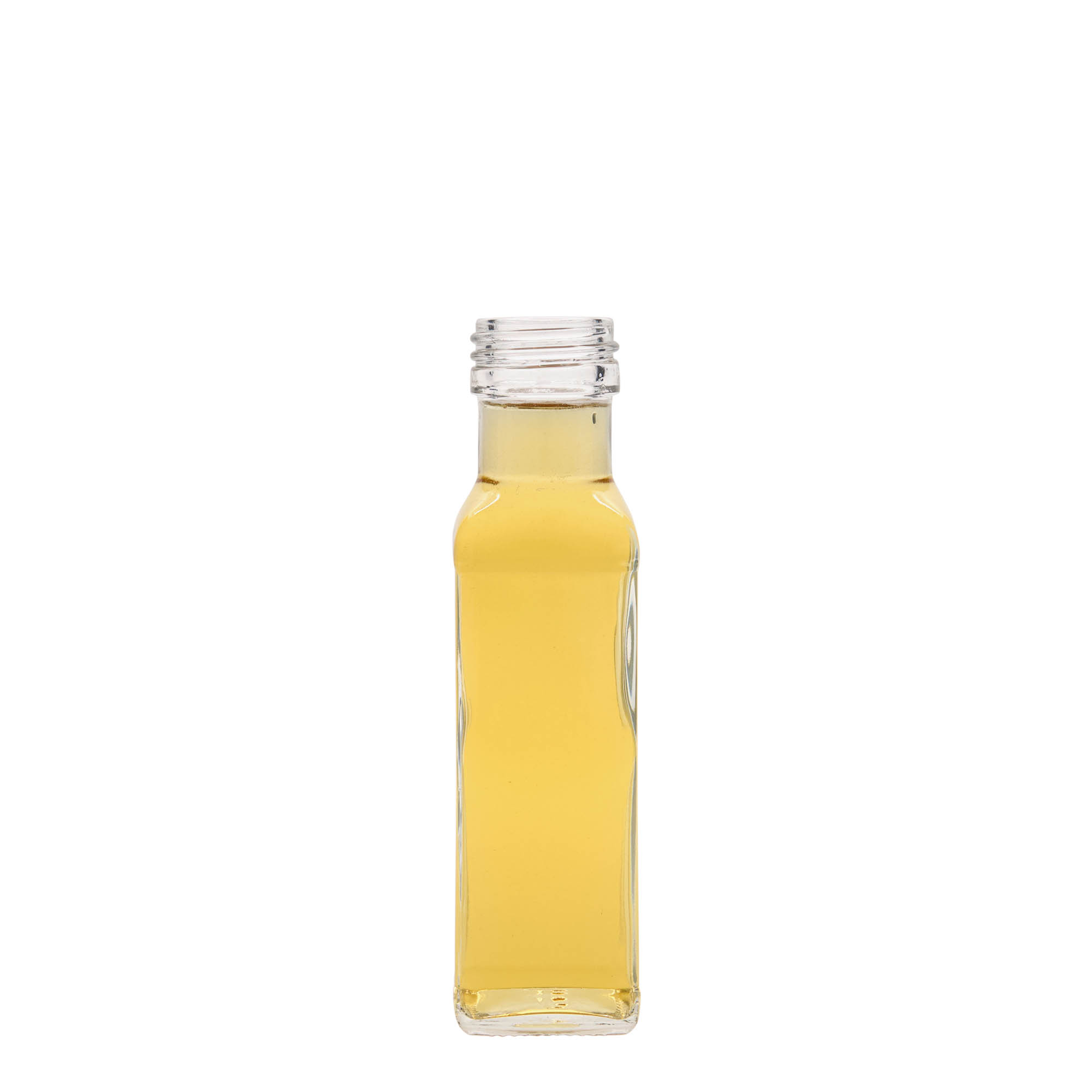 100 ml Glasflasche 'Marasca', quadratisch, Mündung: PP 31,5 100 ml Glasflasche 'Marasca', quadratisch, Mündung: PP 31,5