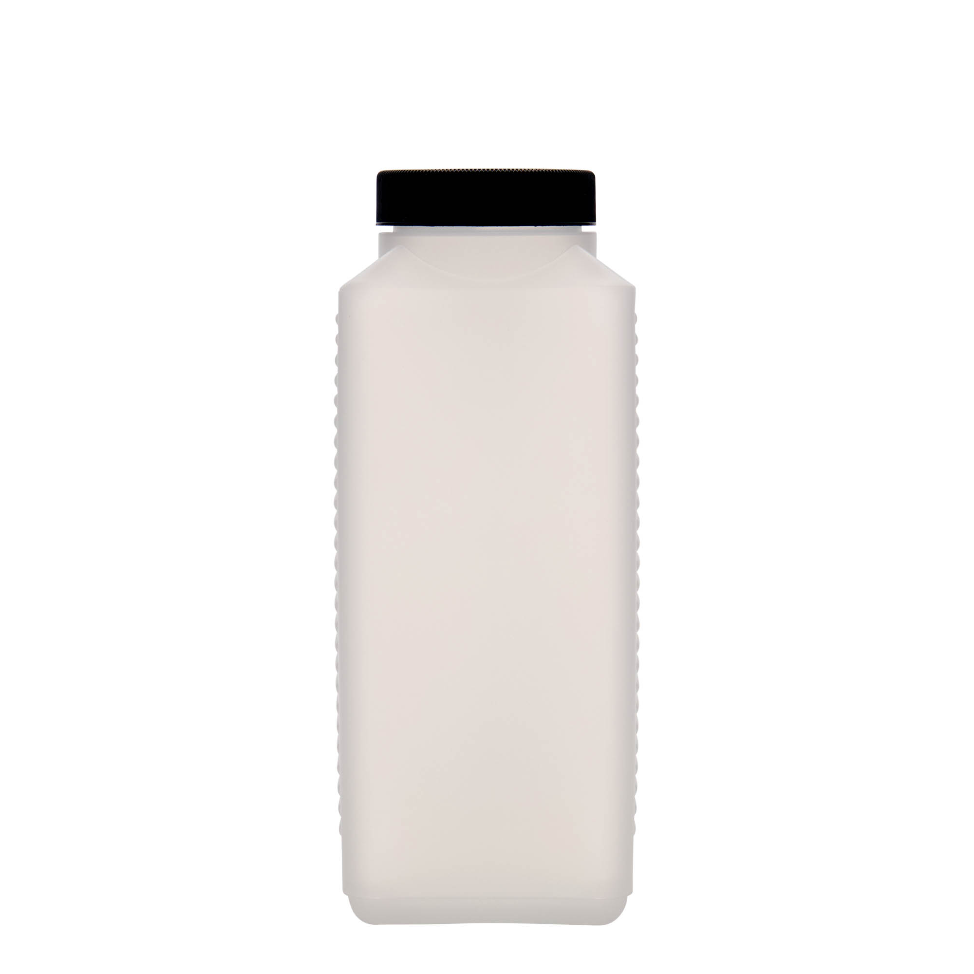 1.000 ml Weithalsflasche, rechteckig, HDPE-Kunststoff, natur, Mündung: DIN 60 EPE
